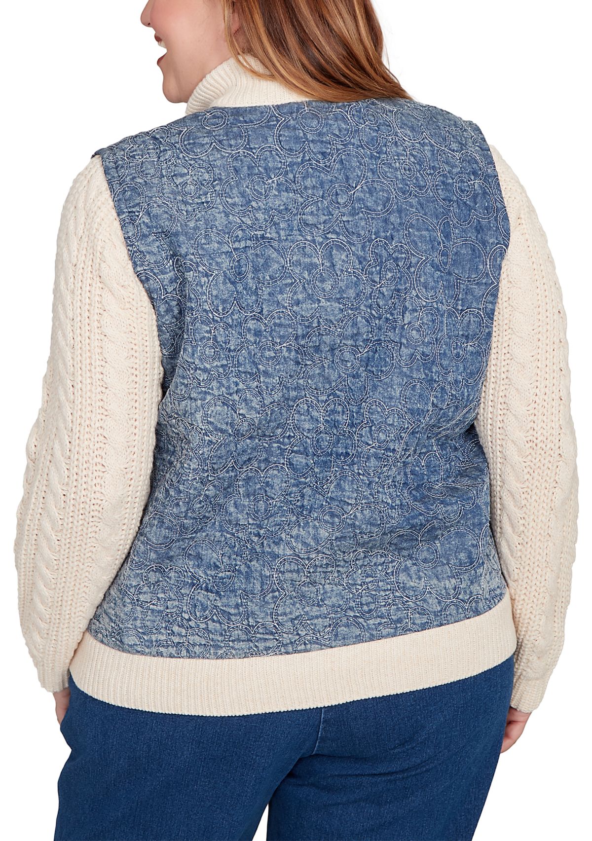 Plus Size Sunset Canyon Quilt with Sweater Rib Jacket