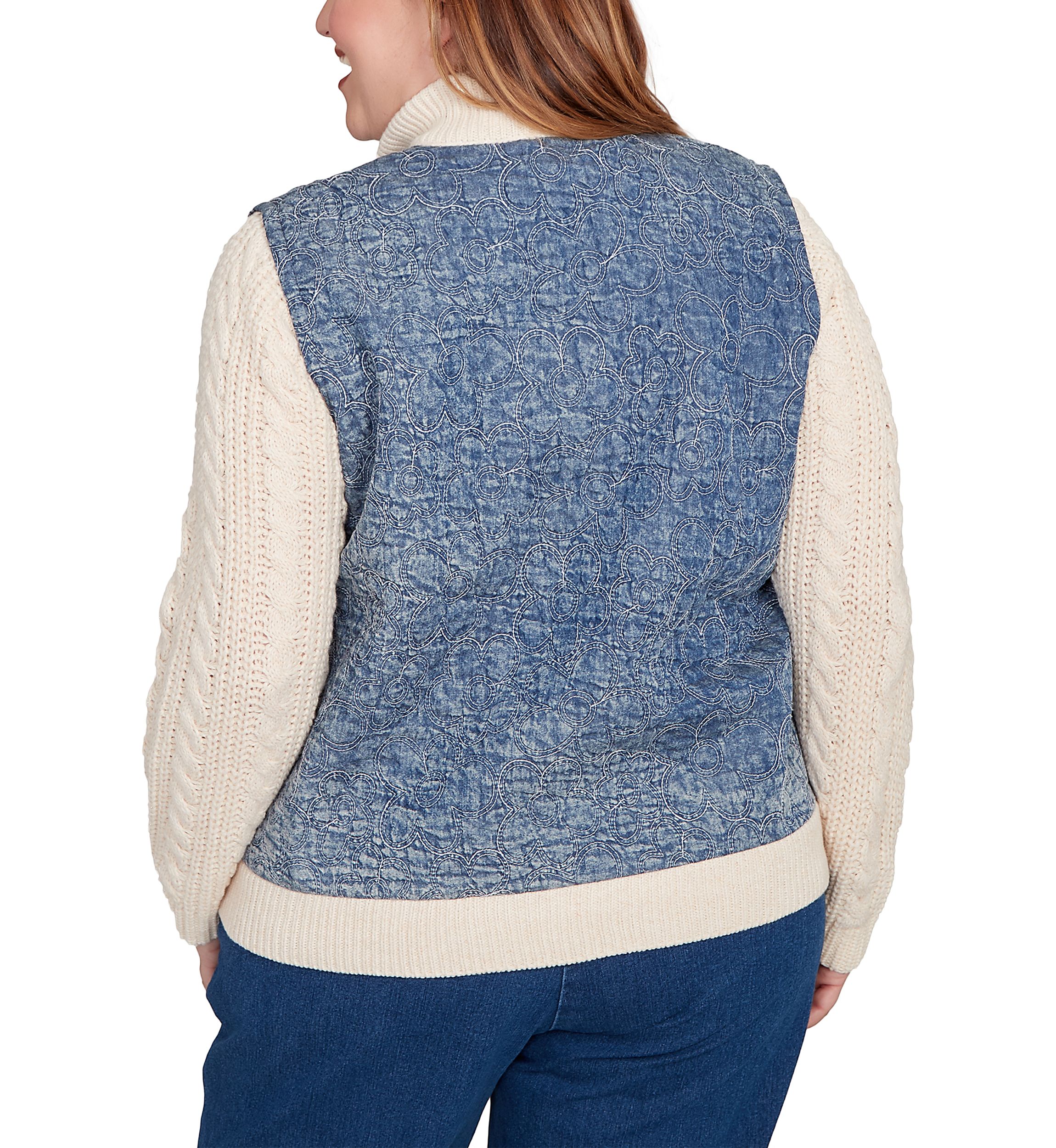 Plus Size Sunset Canyon Quilt with Sweater Rib Jacket