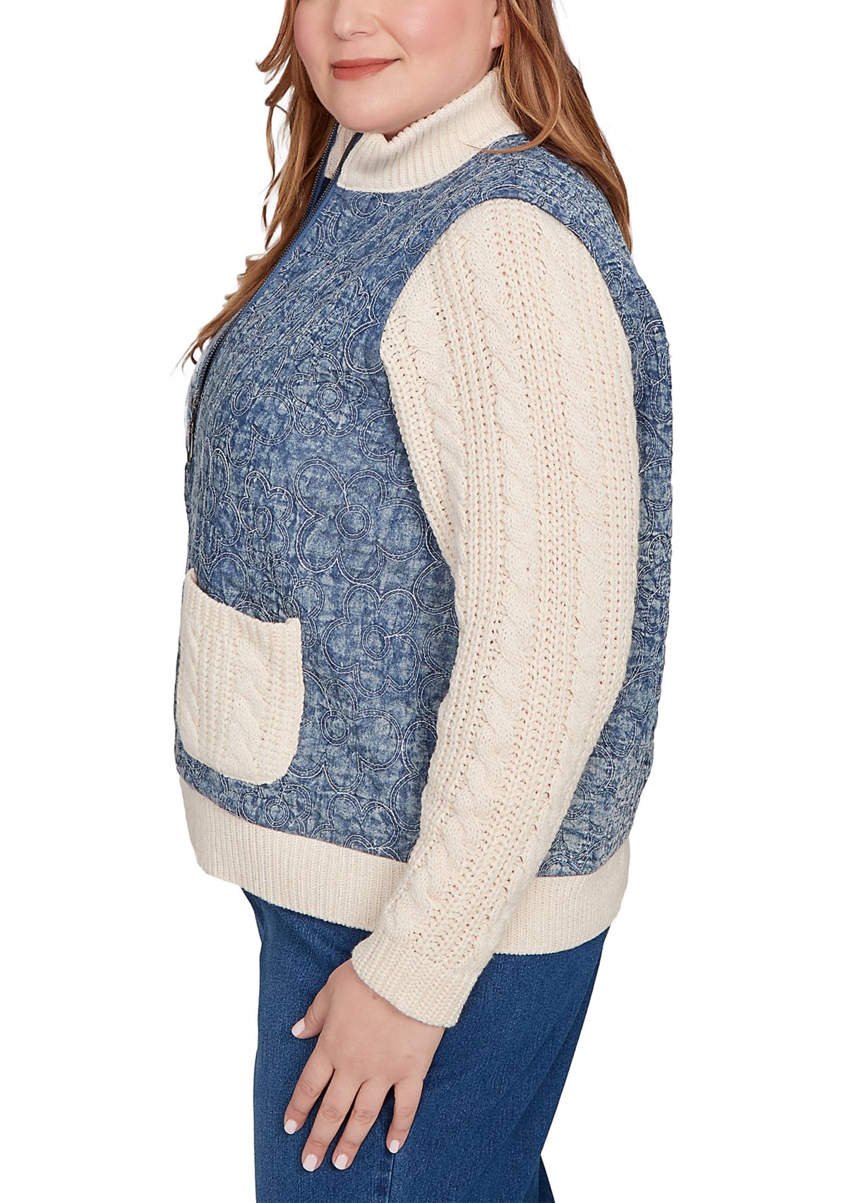 Plus Size Sunset Canyon Quilt with Sweater Rib Jacket