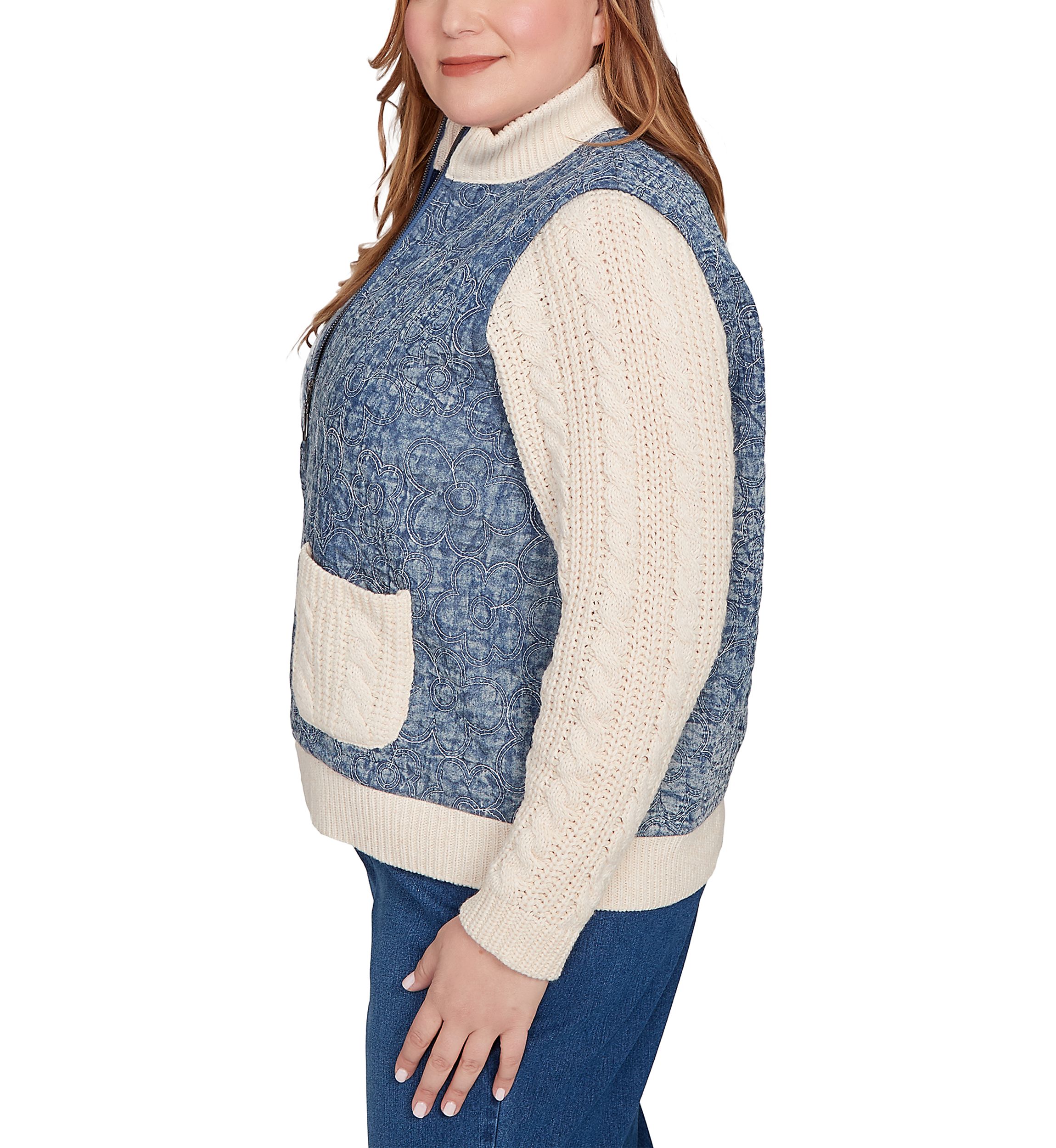 Plus Size Sunset Canyon Quilt with Sweater Rib Jacket