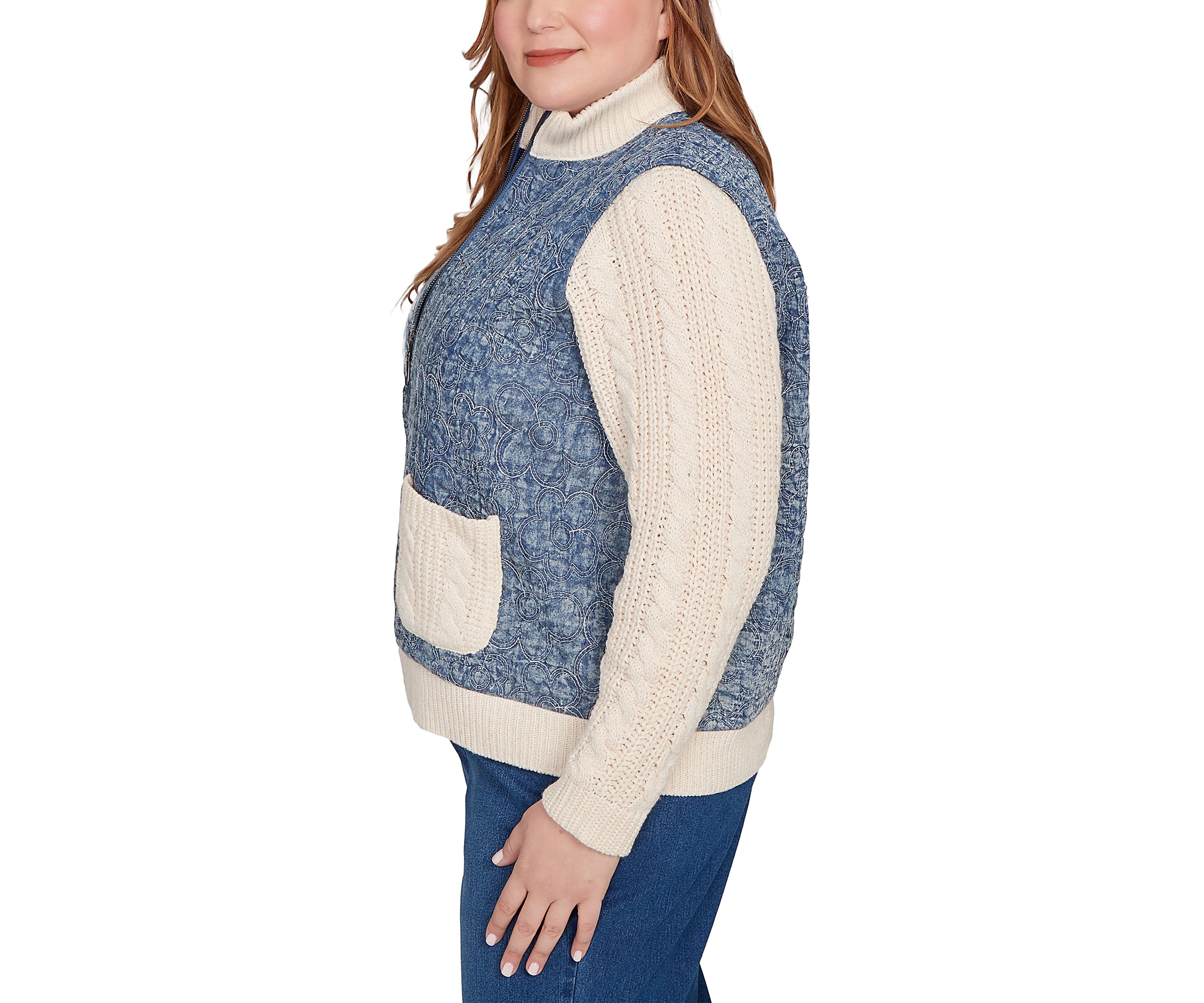 Plus Size Sunset Canyon Quilt with Sweater Rib Jacket