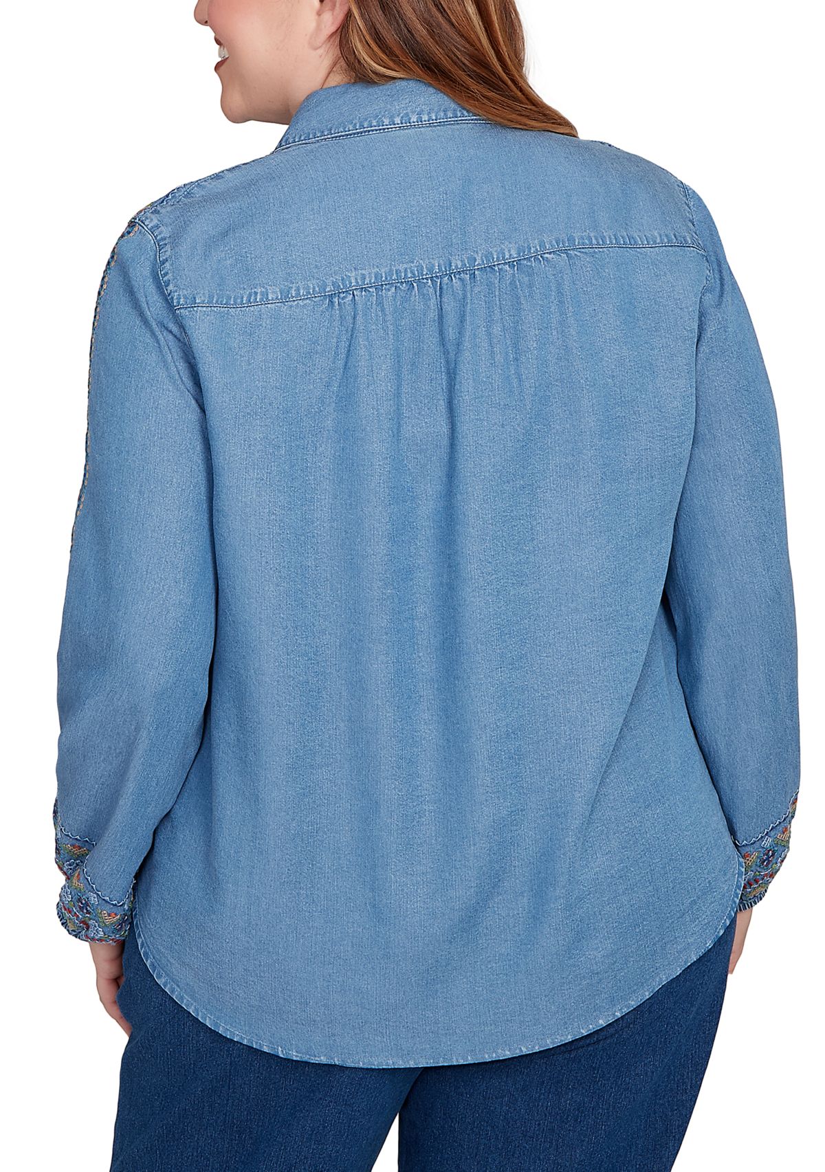 Plus Size Sunset Canyon Embroidered Tencel Shirt