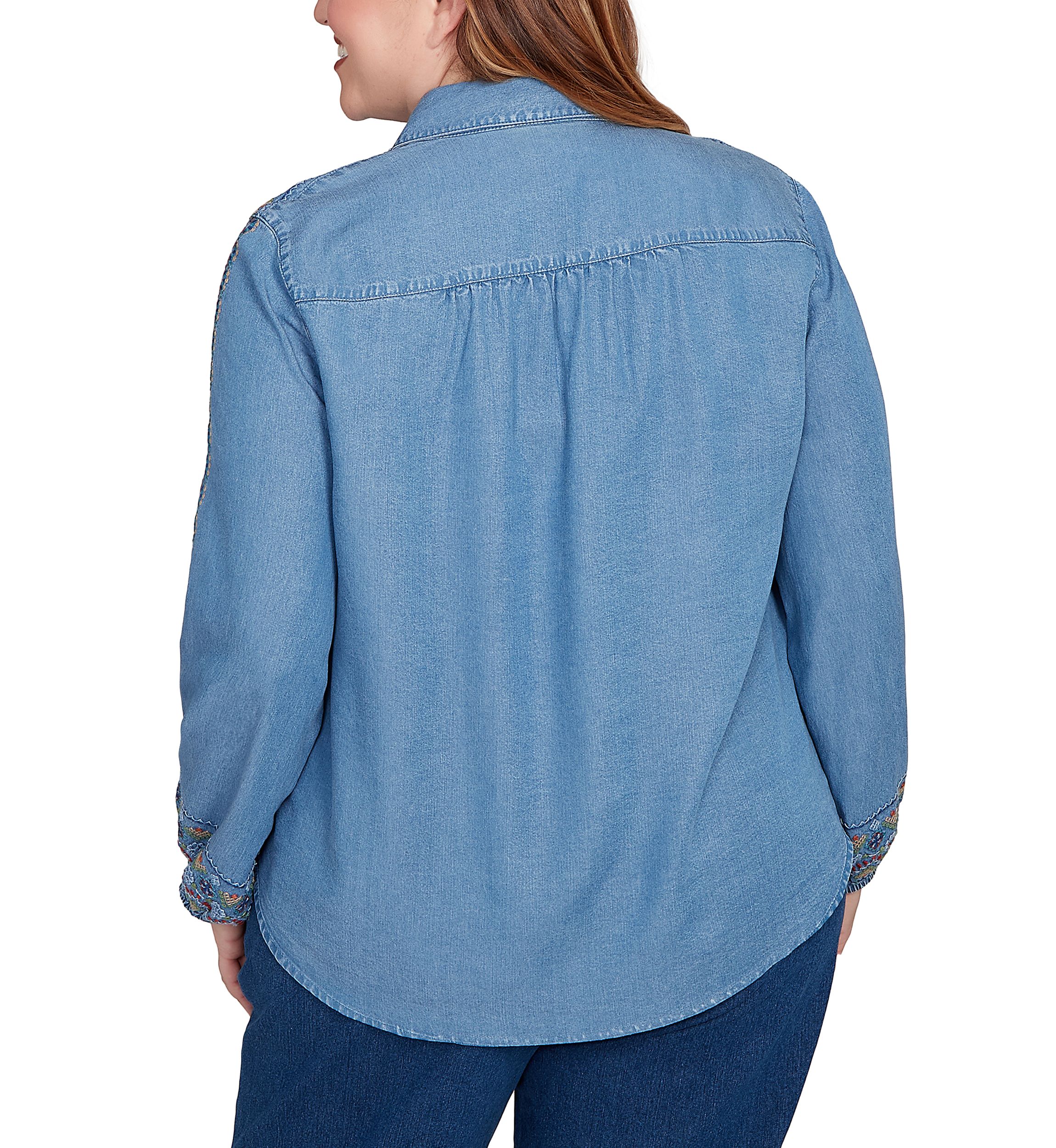 Plus Size Sunset Canyon Embroidered Tencel Shirt