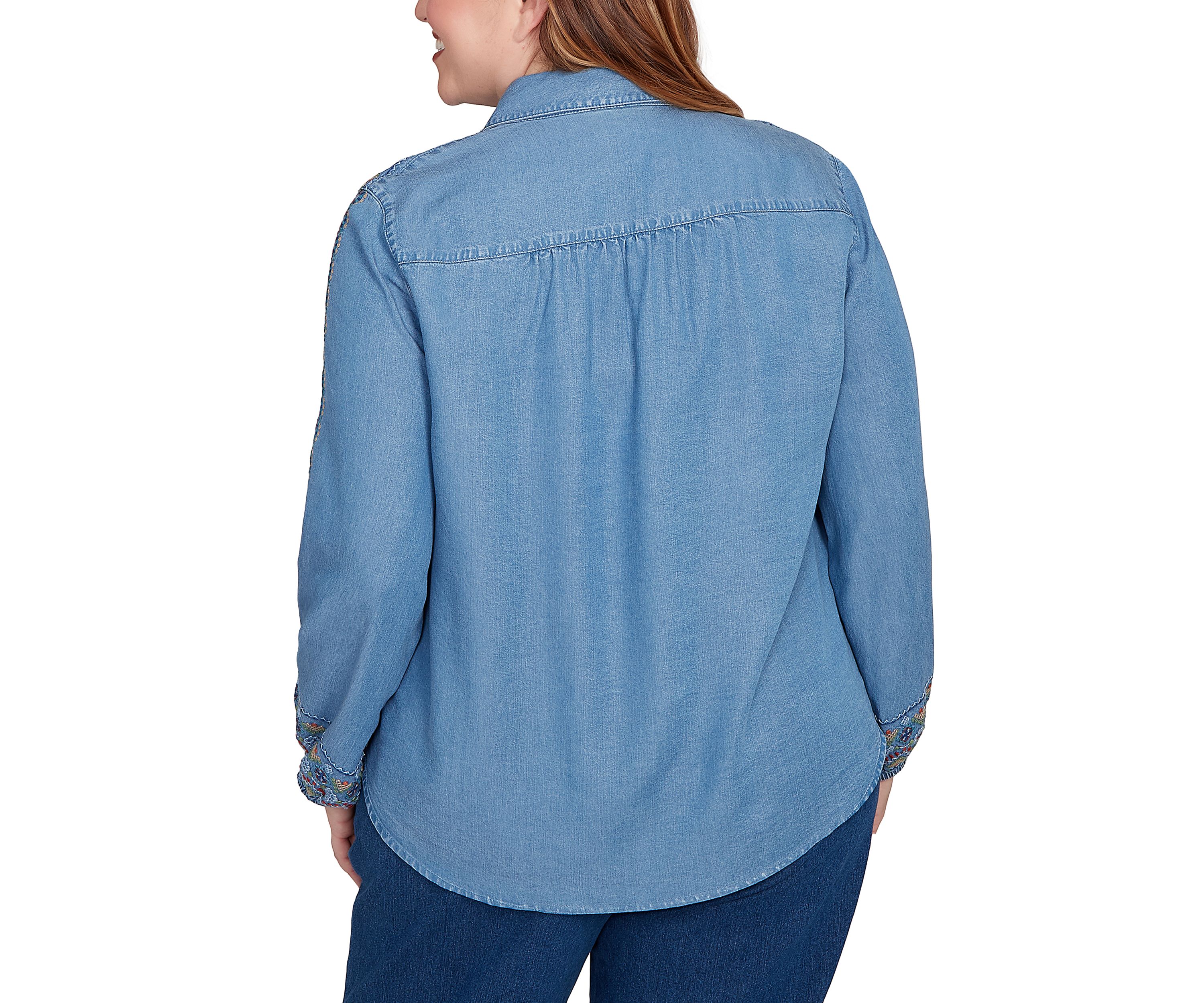 Plus Size Sunset Canyon Embroidered Tencel Shirt