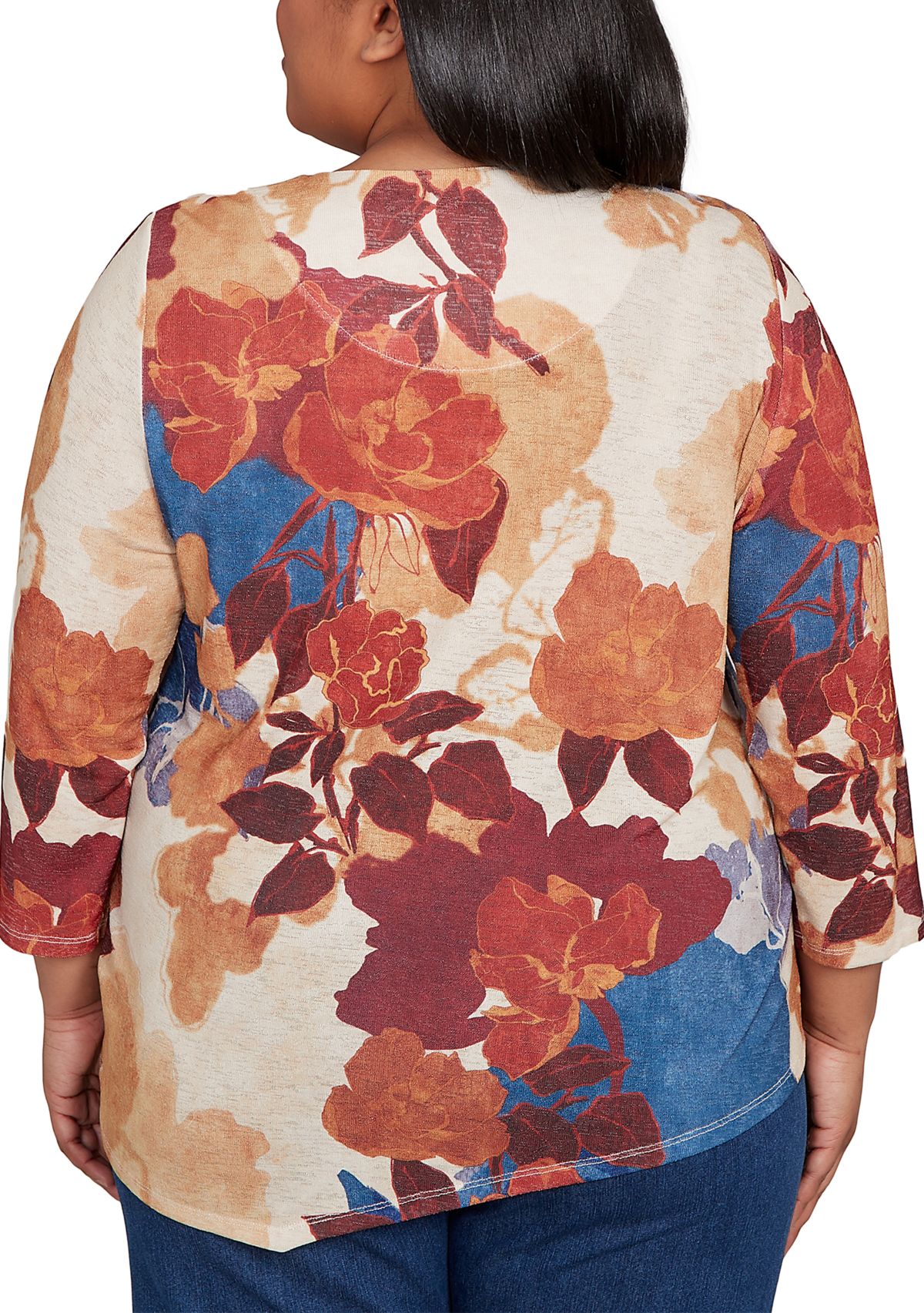 Plus Size Sunset Canyon Drama Abstract Floral Top