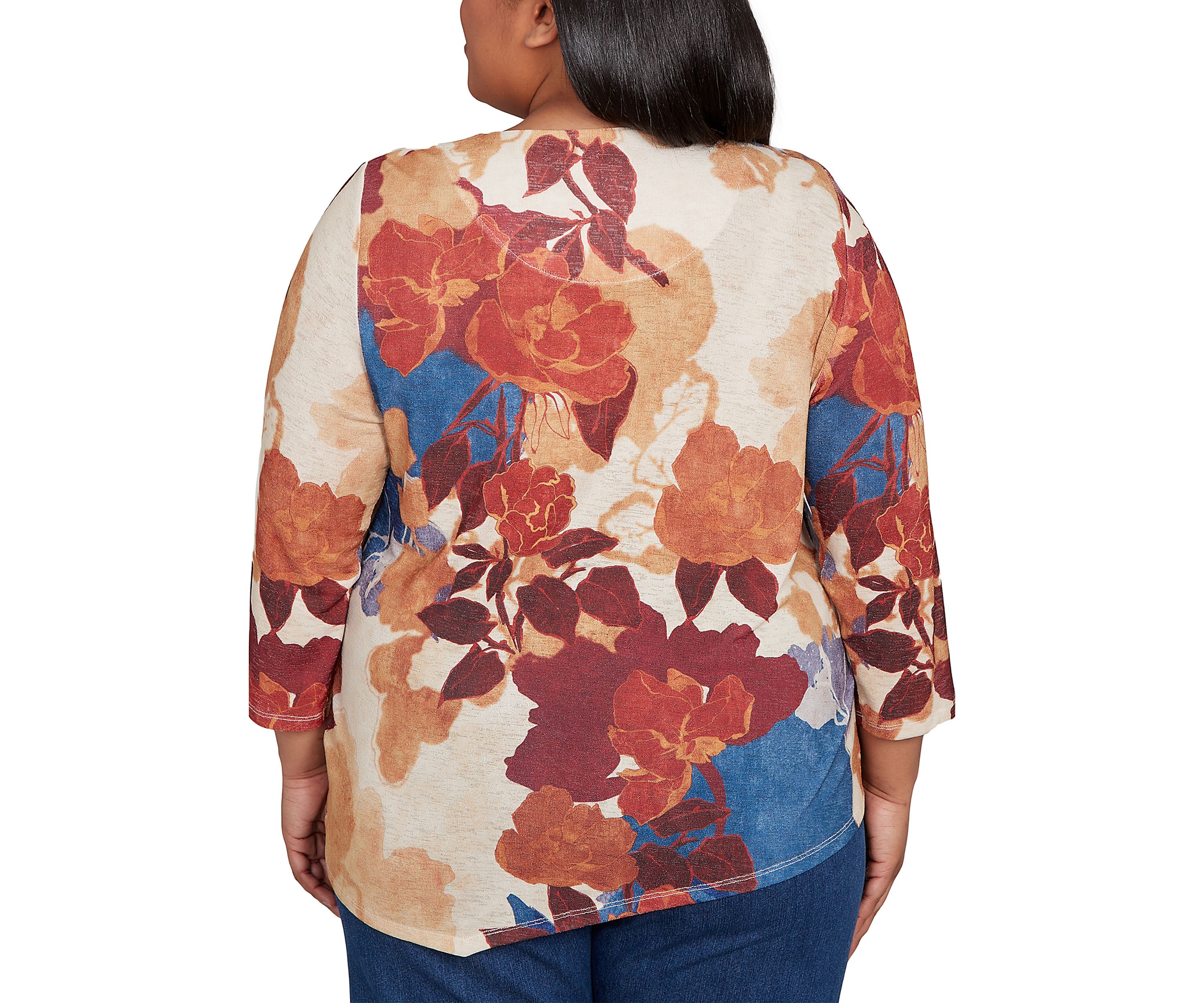 Plus Size Sunset Canyon Drama Abstract Floral Top