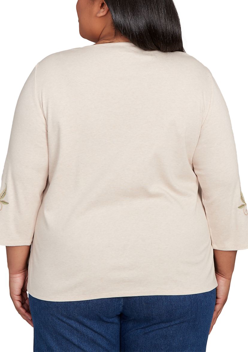 Plus Size Sunset Canyon Allover Floral Embroidery Top