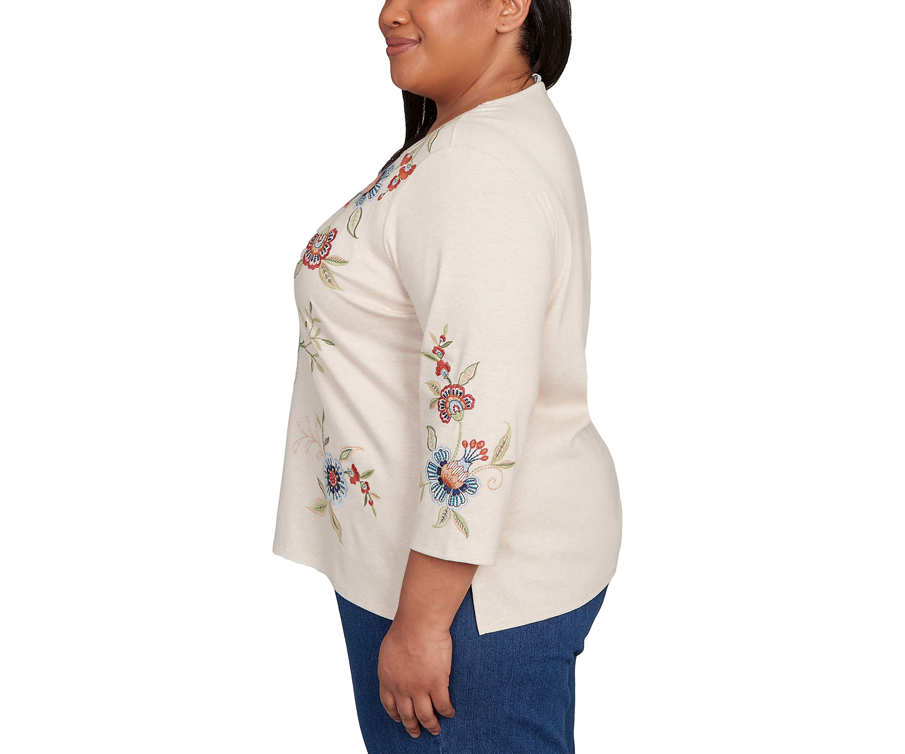 Plus Size Sunset Canyon Allover Floral Embroidery Top