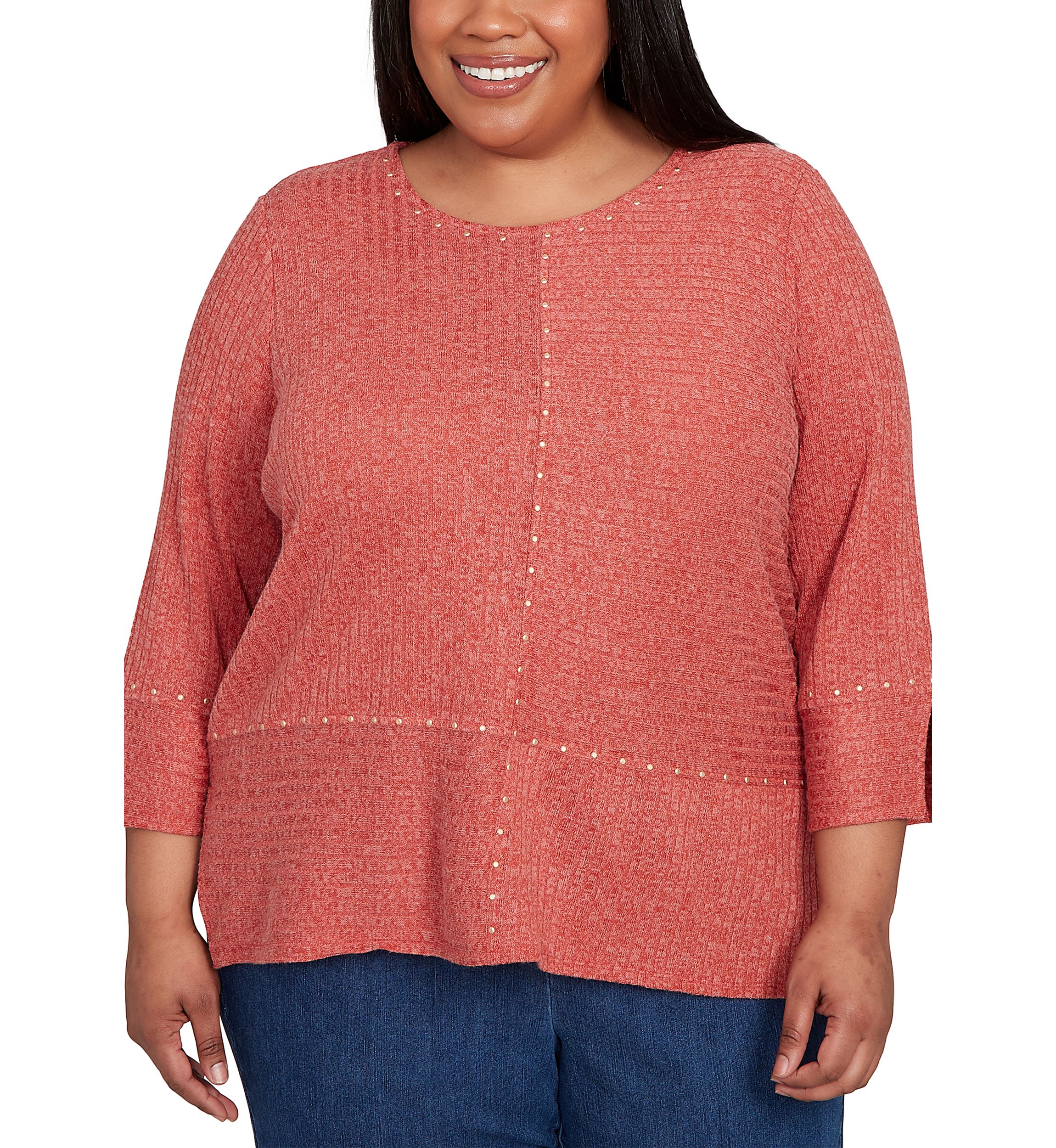 Plus Size Sunset Canyon Solid with Heat Set Top