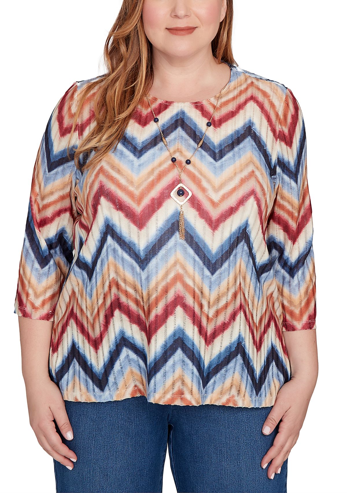 Plus Size Sunset Canyon Chevron Top