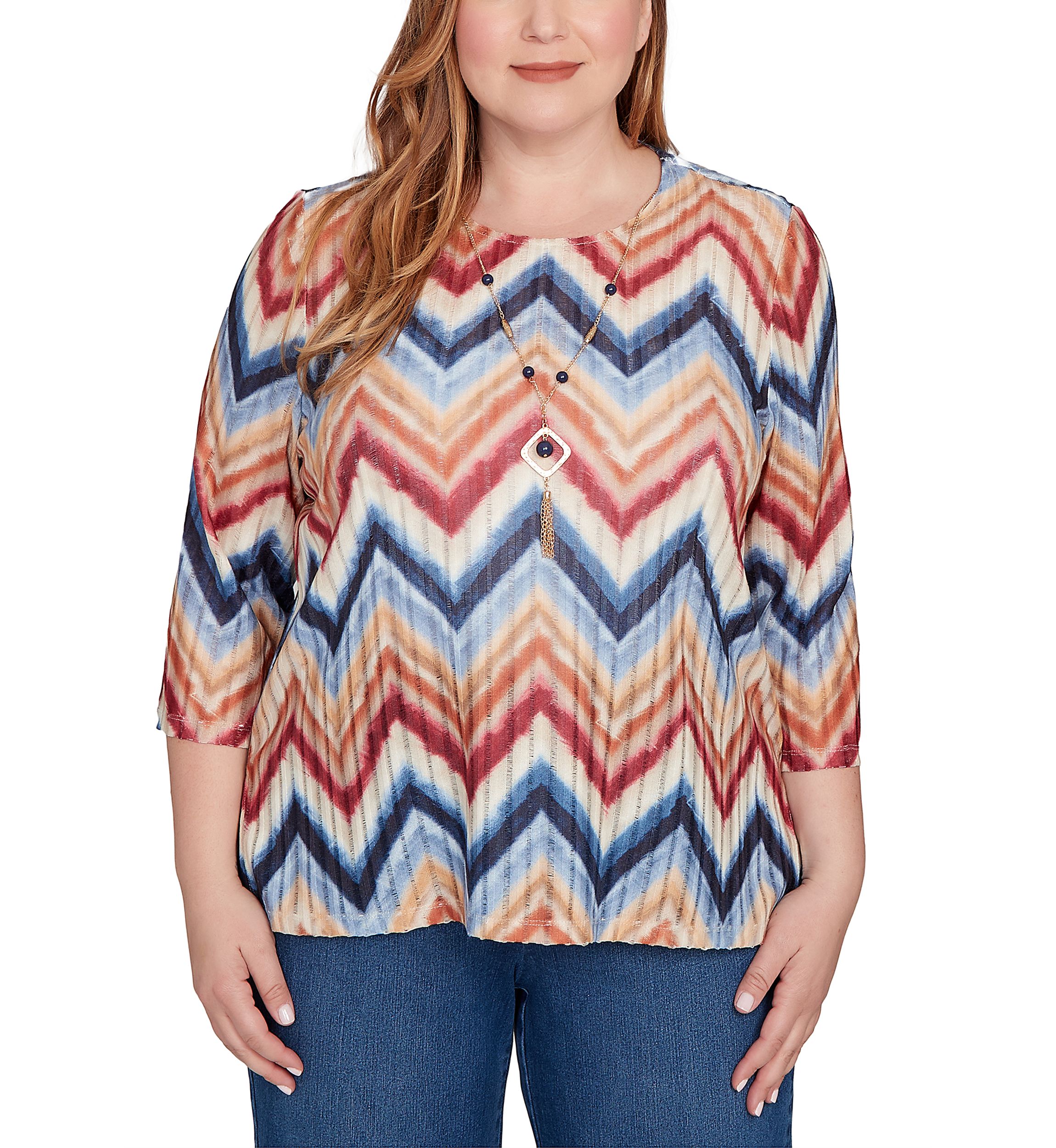 Plus Size Sunset Canyon Chevron Top