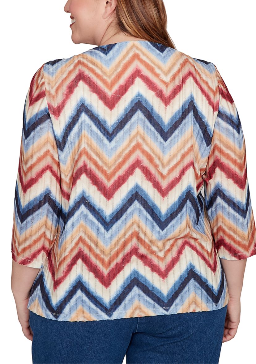Plus Size Sunset Canyon Chevron Top