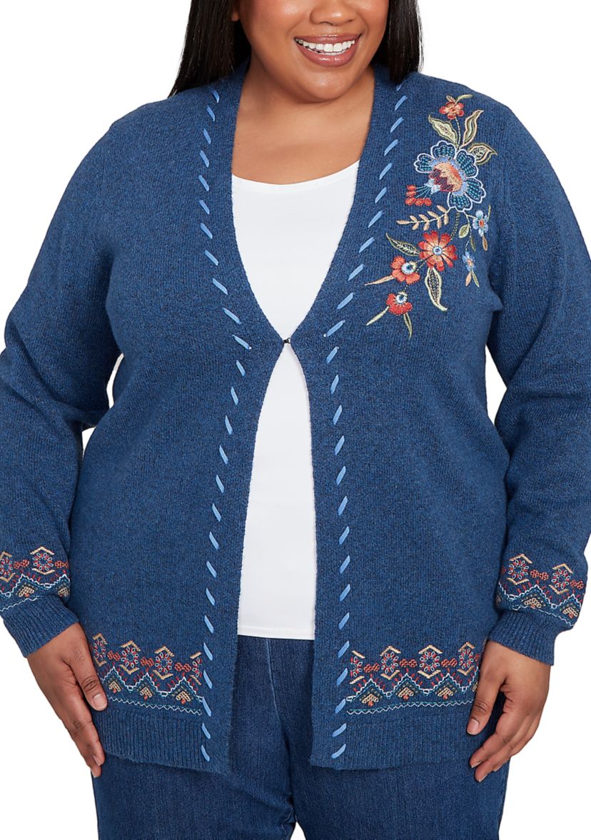 Plus Size Sunset Canyon Flowers Cardigan
