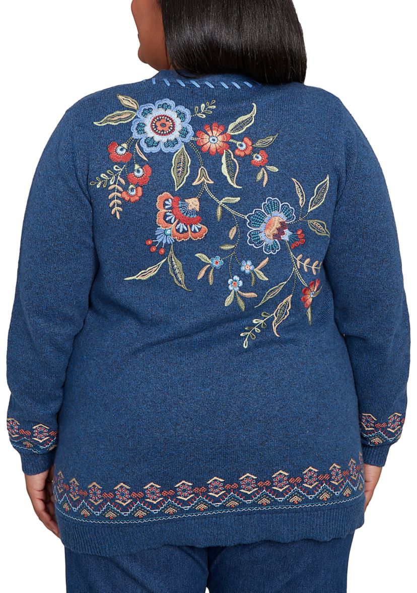 Plus Size Sunset Canyon Flowers Cardigan