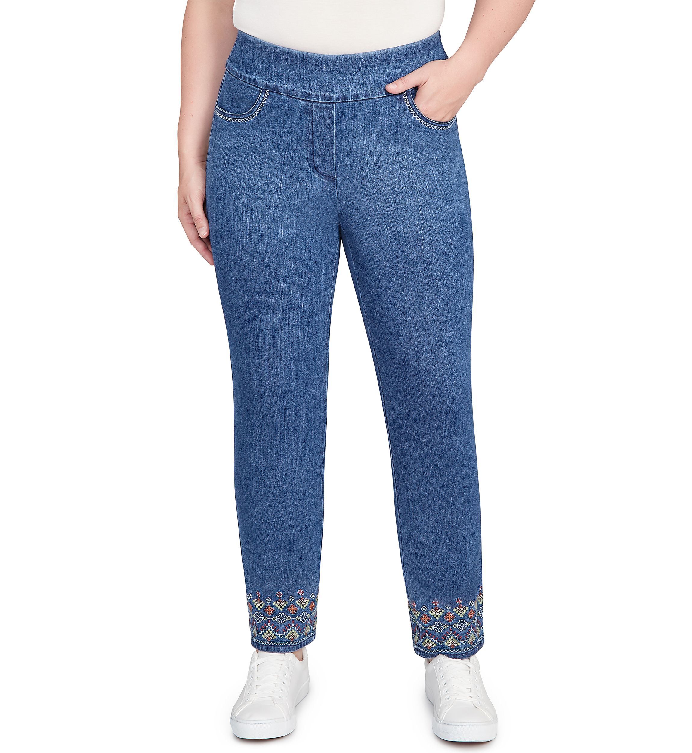 Petite Sunset Canyon Geo Embroidery Ankle Pant
