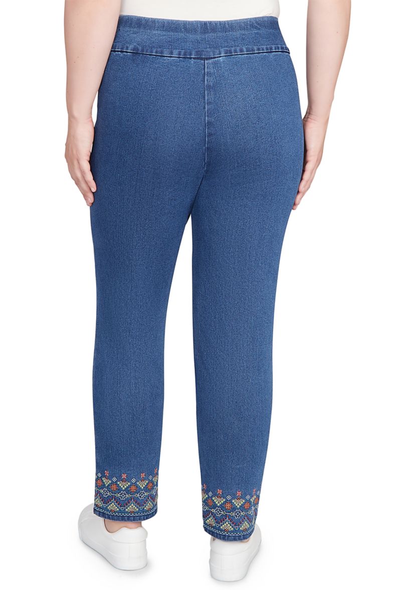 Petite Sunset Canyon Geo Embroidery Ankle Pant