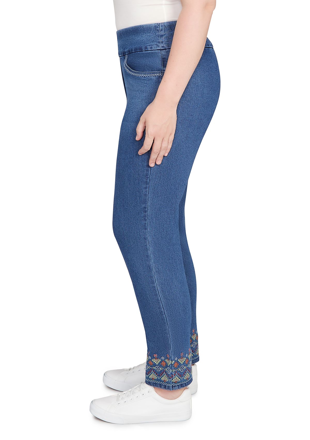 Petite Sunset Canyon Geo Embroidery Ankle Pant