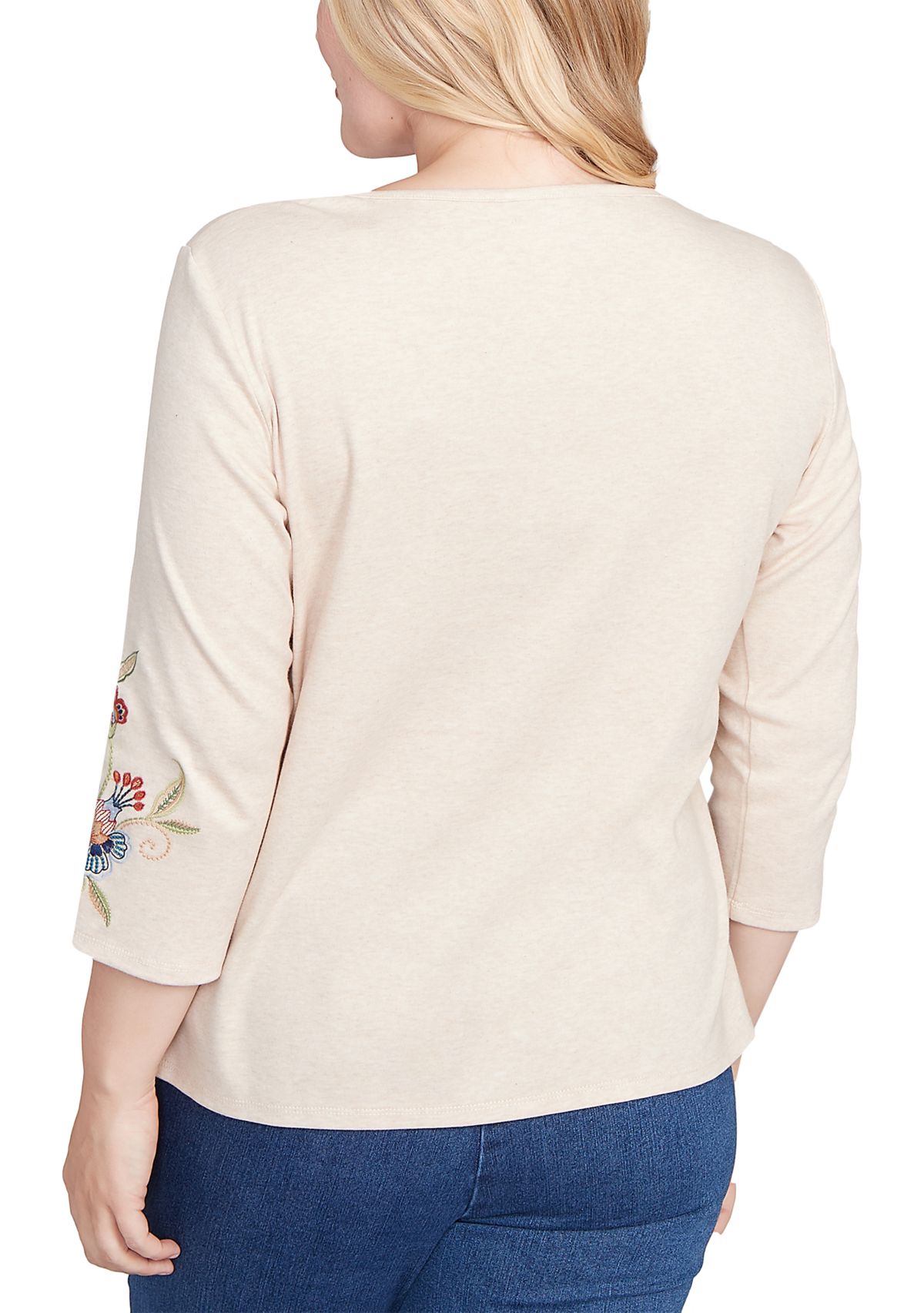 Petite Sunset Canyon Allover Floral Embroidery Top 