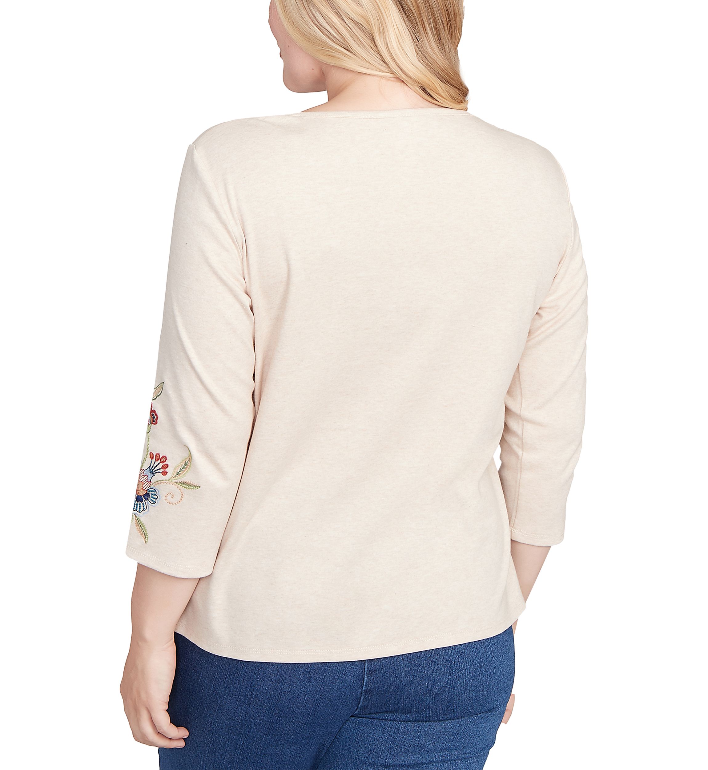 Petite Sunset Canyon Allover Floral Embroidery Top 