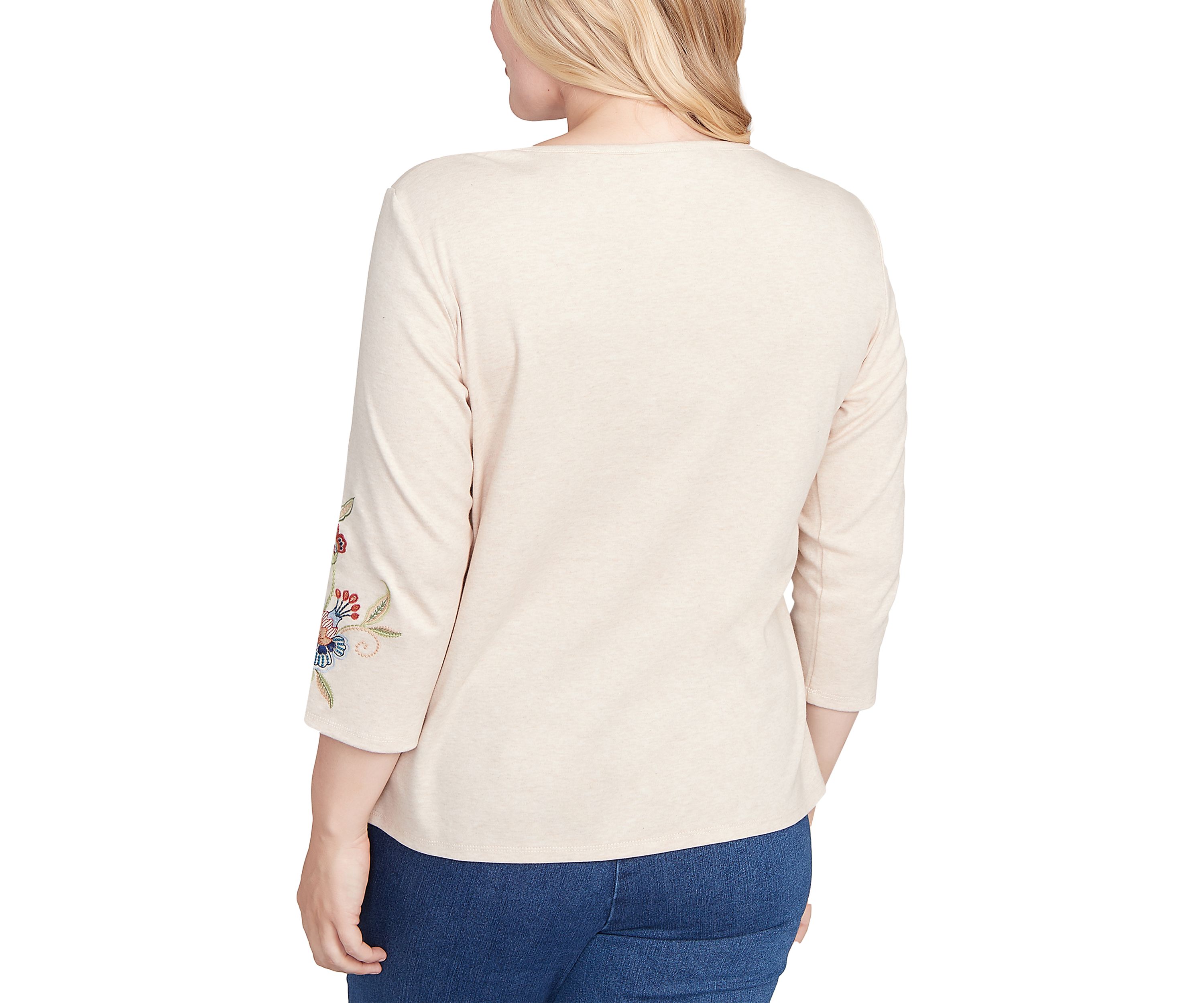 Petite Sunset Canyon Allover Floral Embroidery Top 