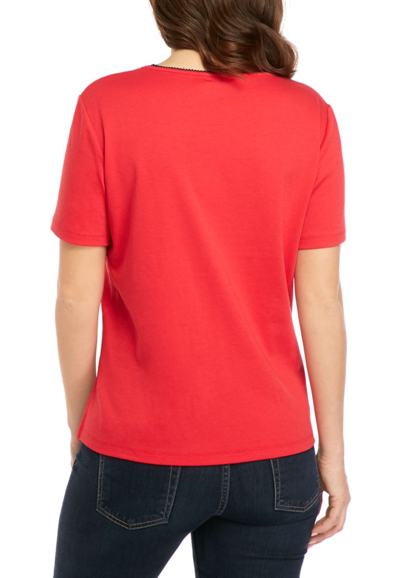 Petite Americana Center Flag Graphic Knit T-Shirt