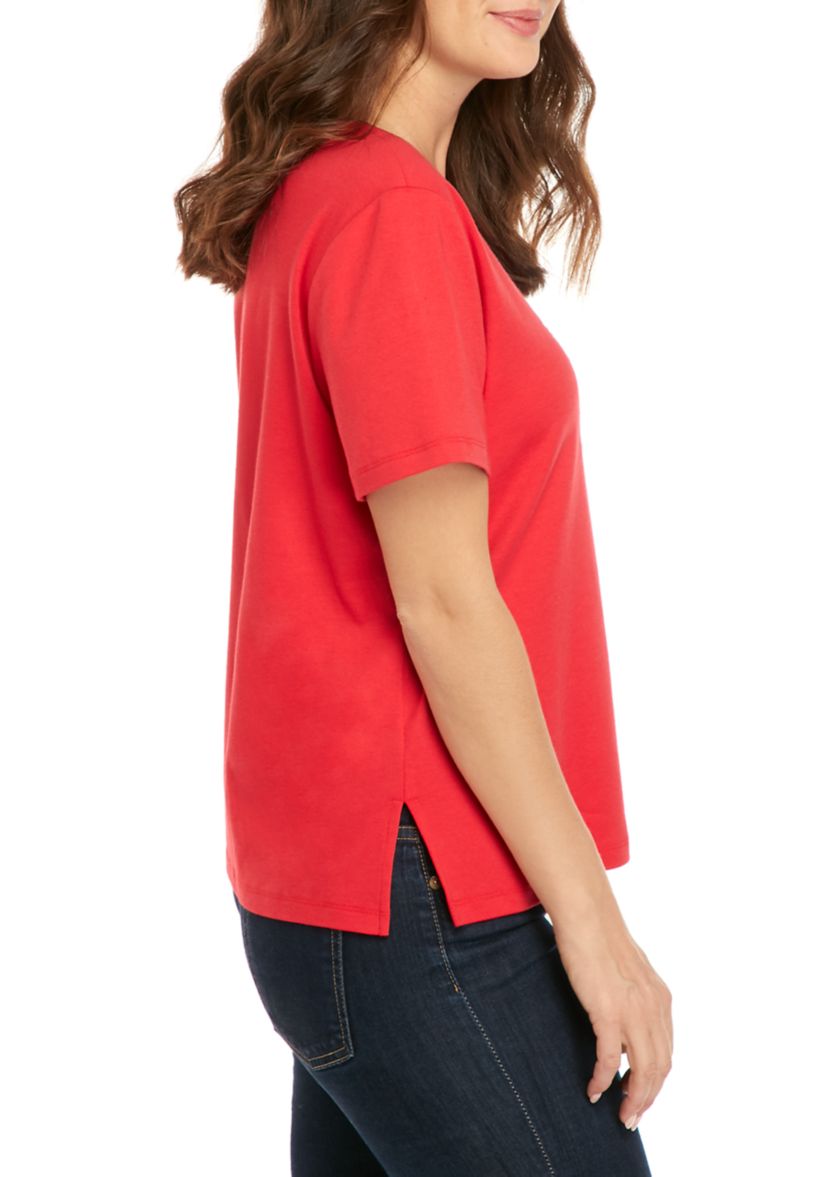 Petite Americana Center Flag Graphic Knit T-Shirt