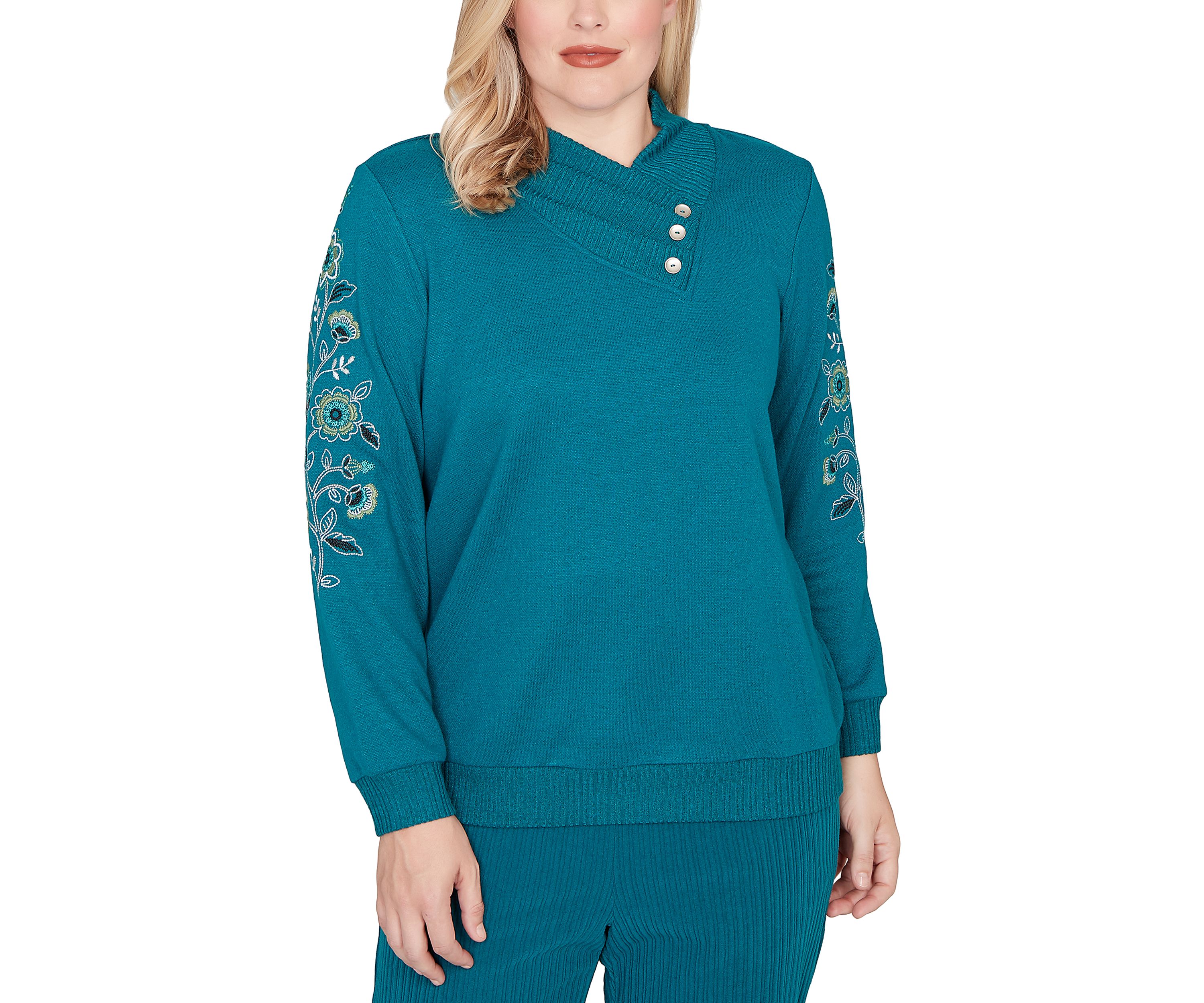 Womens Lake Champlain Embroidered Sleeves