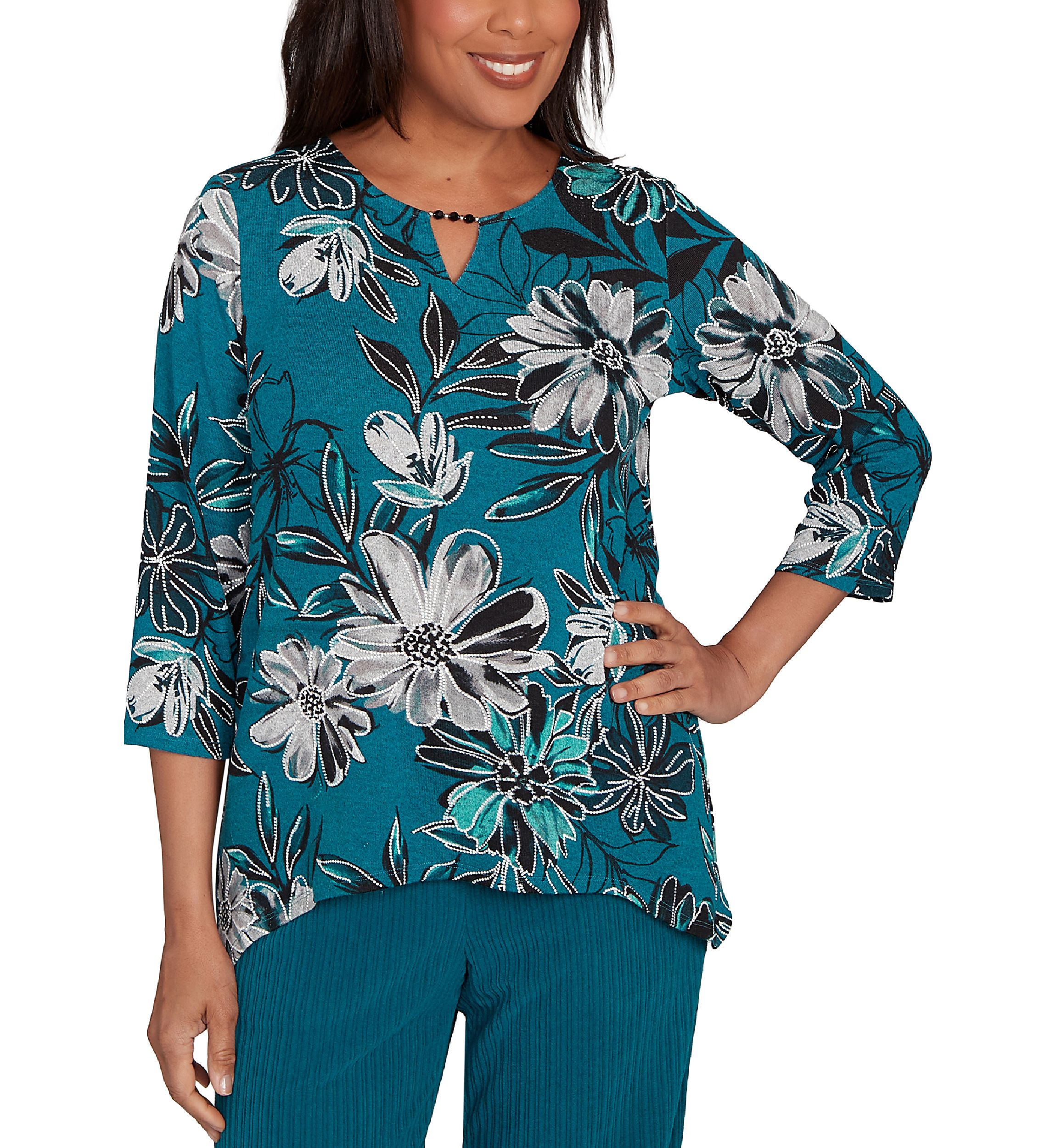 Womens Lake Champlain Floral Print Melange Top 