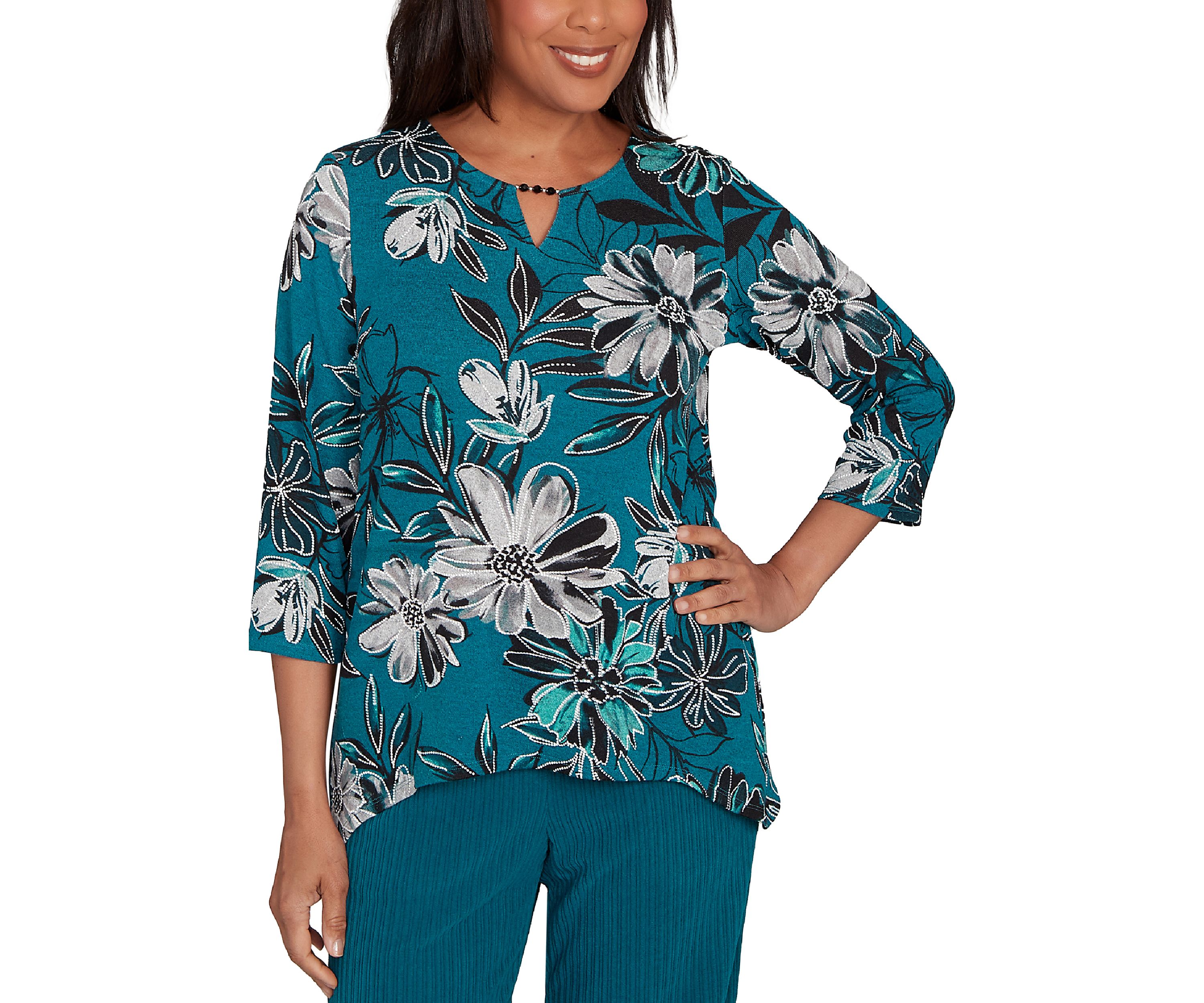 Womens Lake Champlain Floral Print Melange Top 