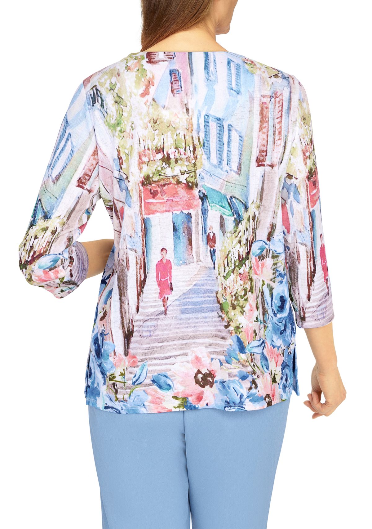 Womens Peace of Mind Scenic 3/4 Sleeve Knit Top