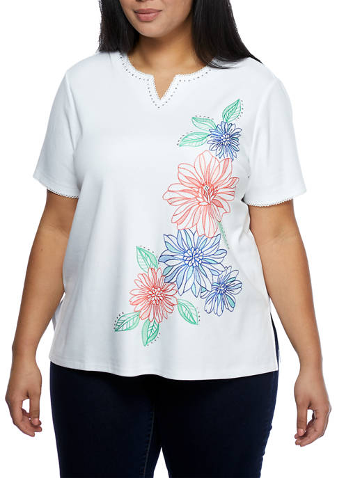 Alfred Dunner Plus Size Island Hopping Short Sleeve
