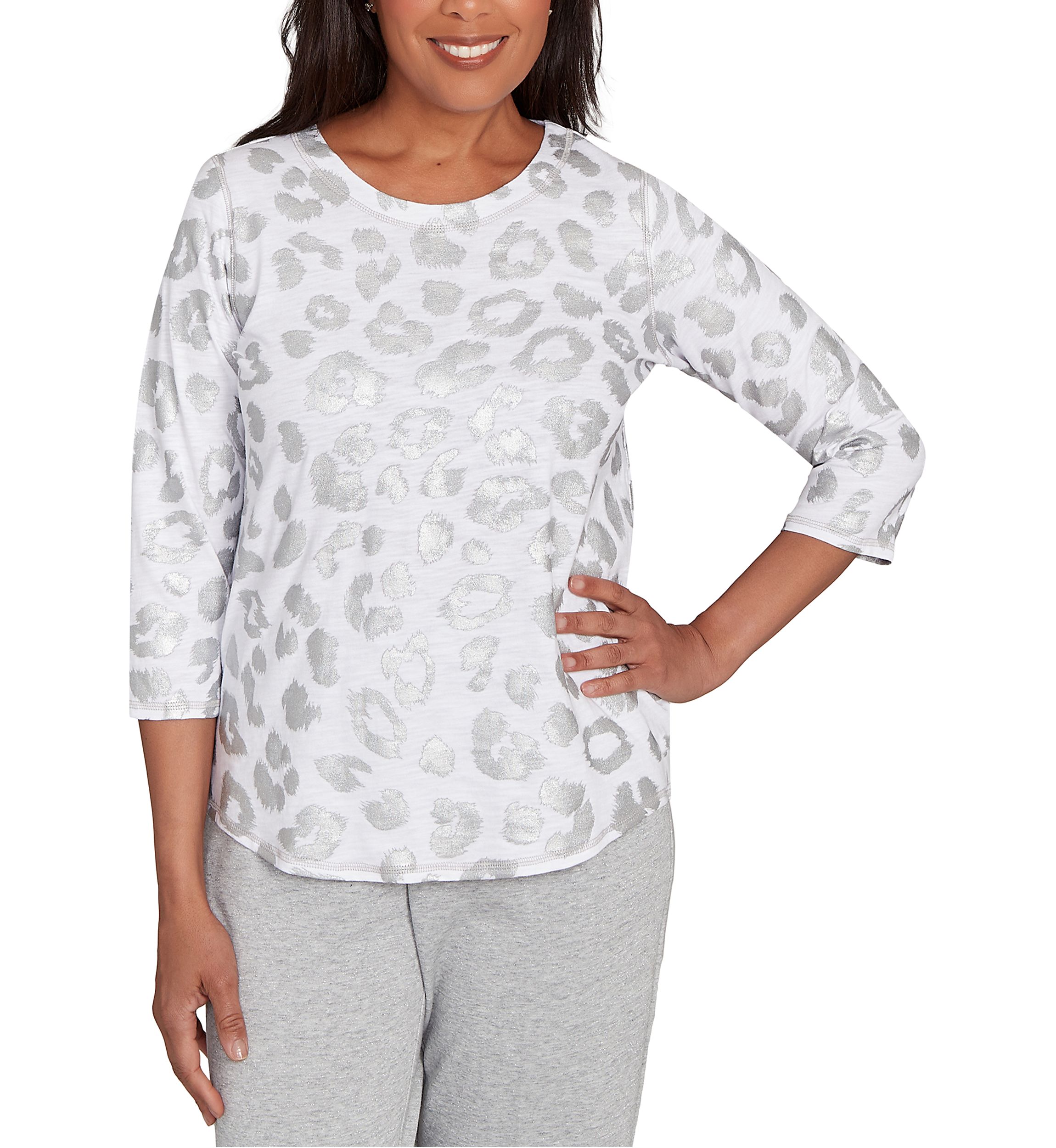 Womens Casual Vibe Monotone Animal Top