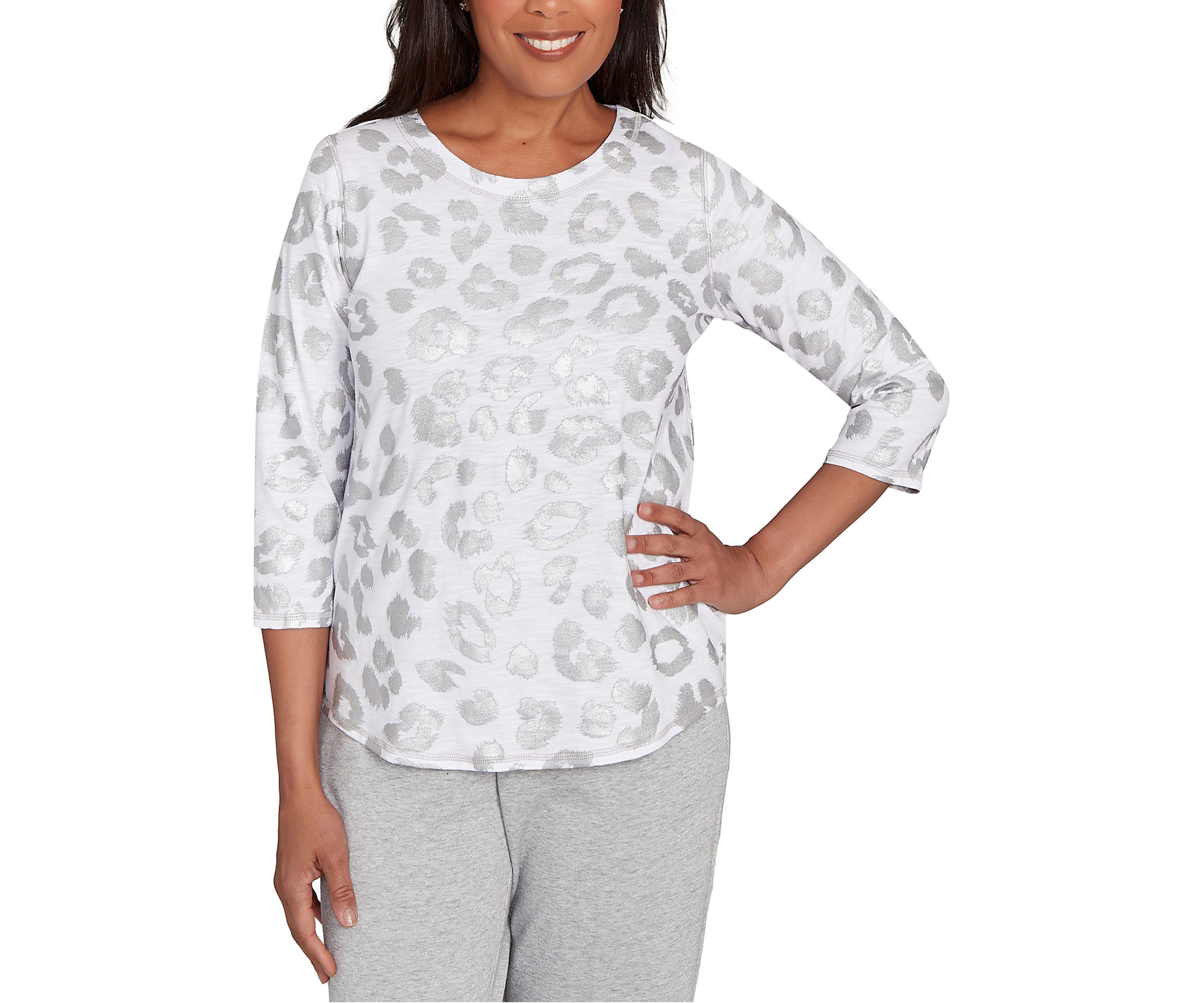 Womens Casual Vibe Monotone Animal Top