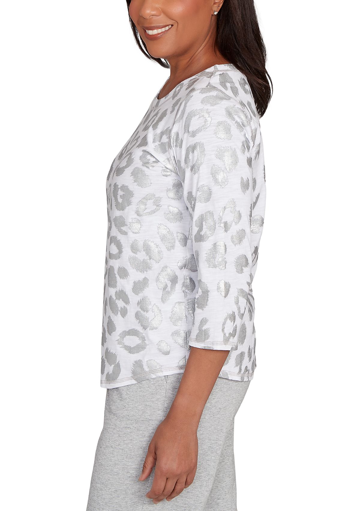 Womens Casual Vibe Monotone Animal Top