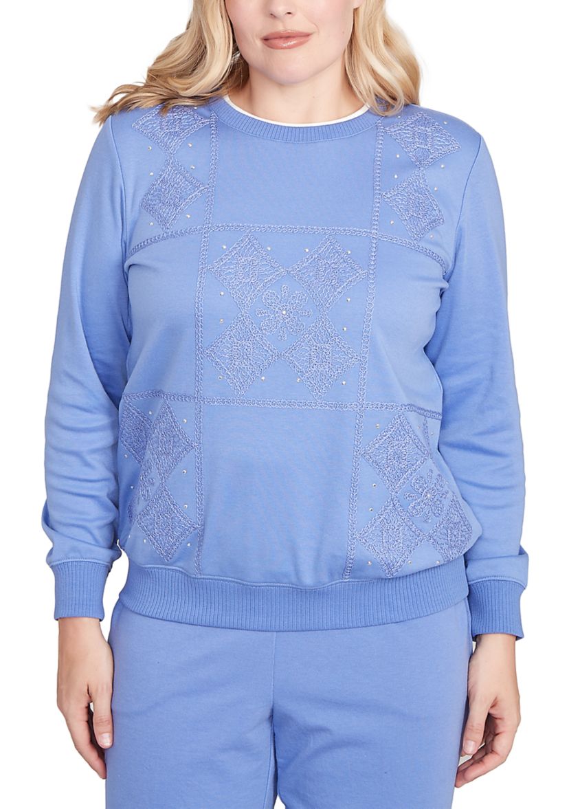 Womens Casual Vibe Soutache Patchwork Top