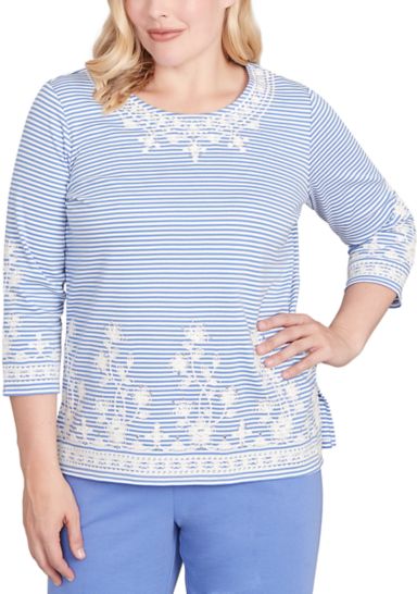 Women's Casual Vibe Stripe with Soutache Embroidery Top