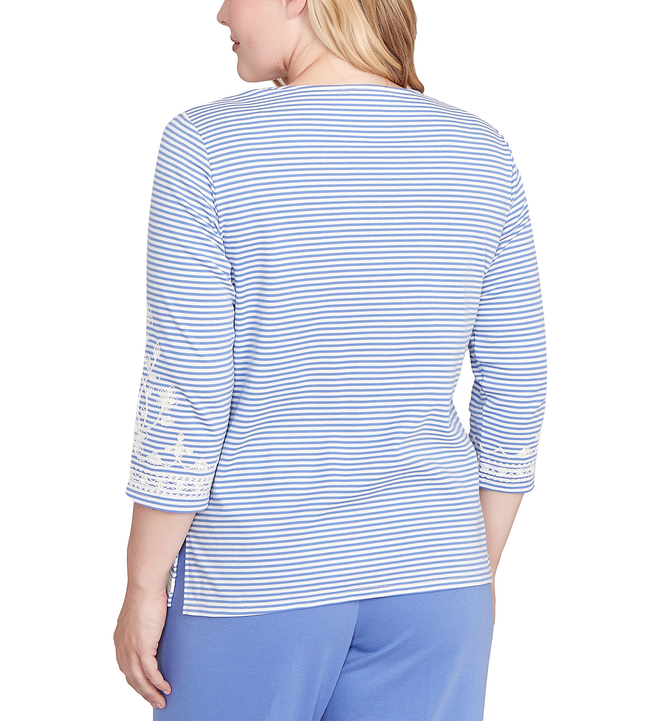 Womens Casual Vibe Stripe with Soutache Embroidery Top