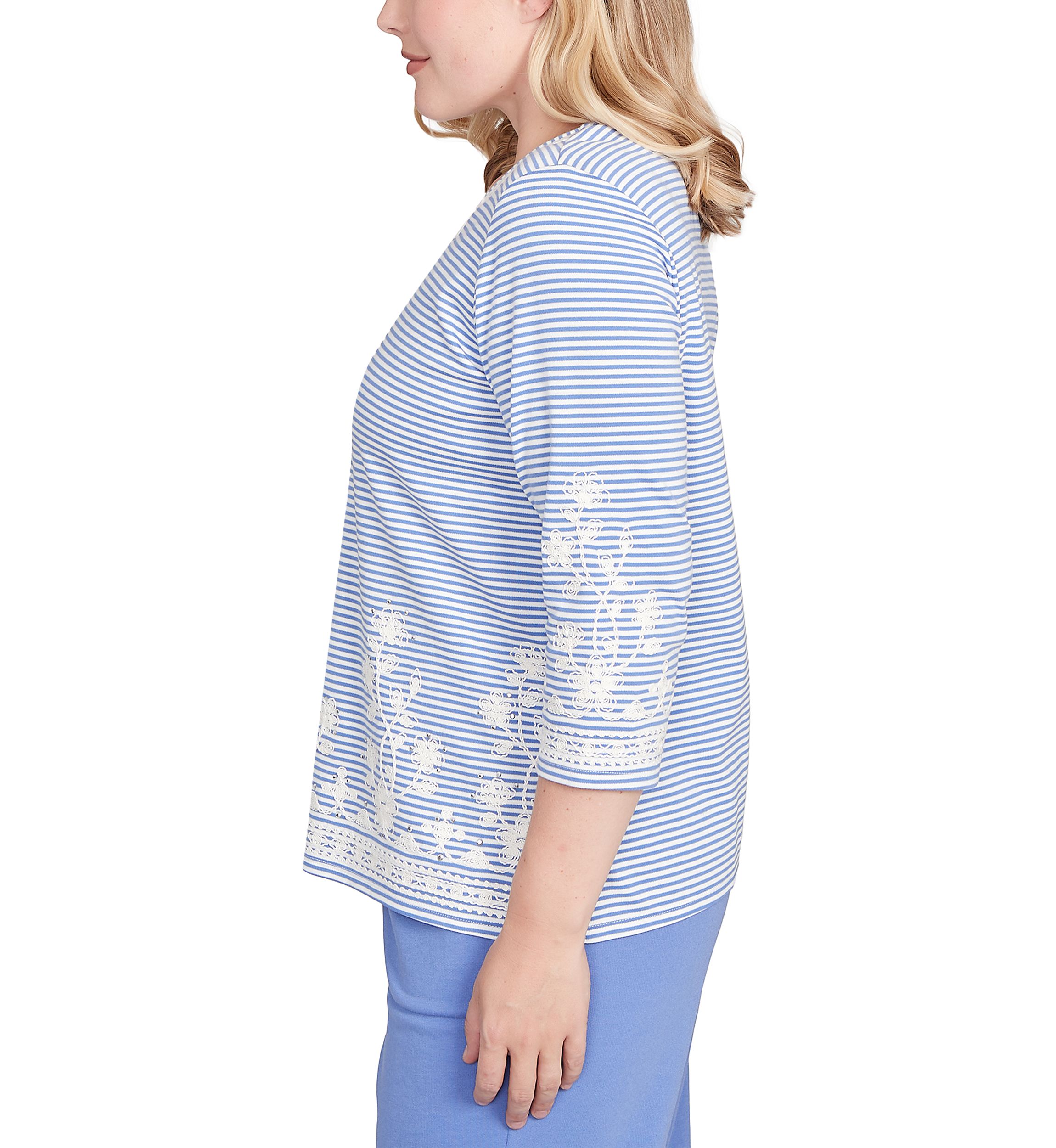 Womens Casual Vibe Stripe with Soutache Embroidery Top