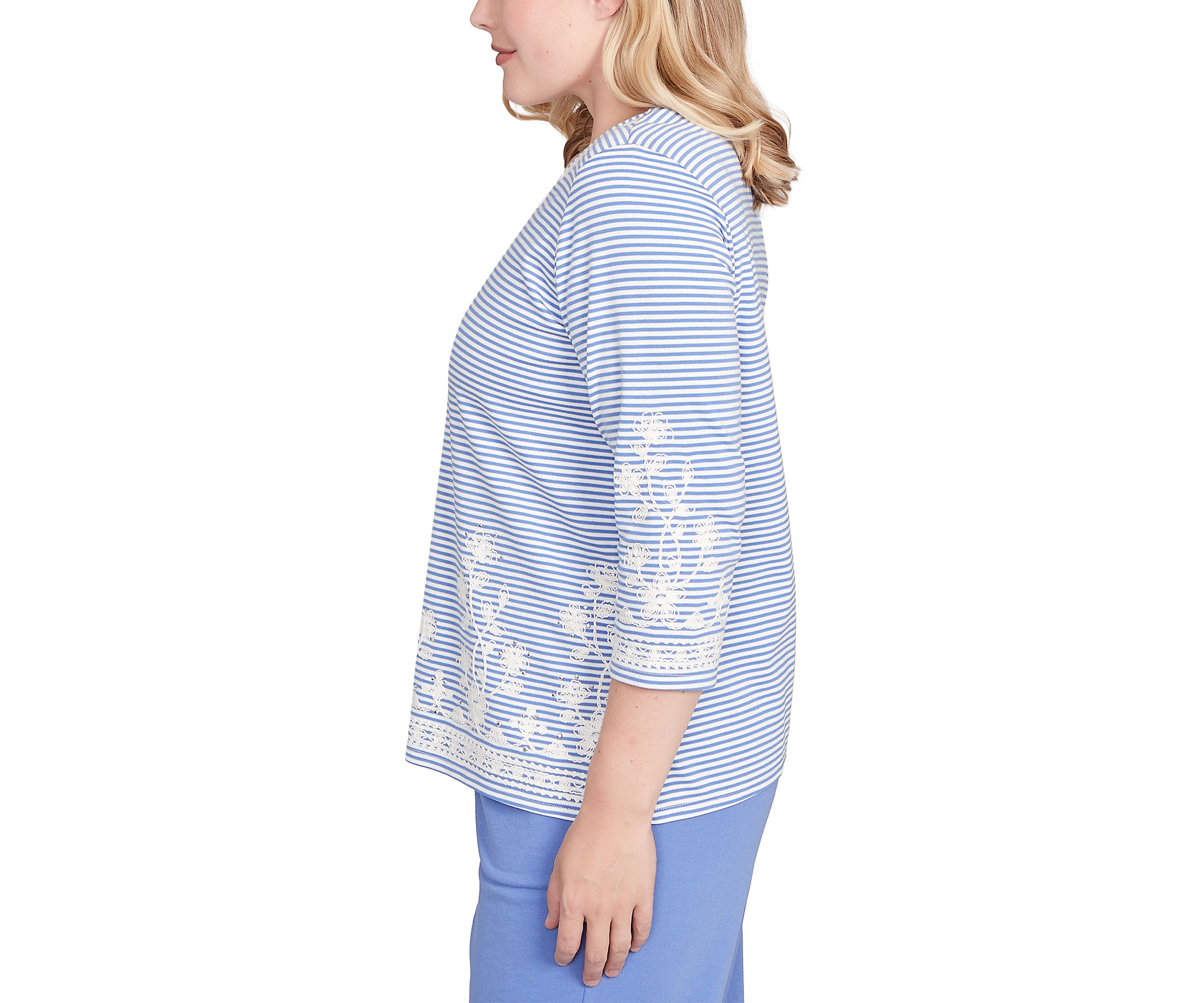 Womens Casual Vibe Stripe with Soutache Embroidery Top