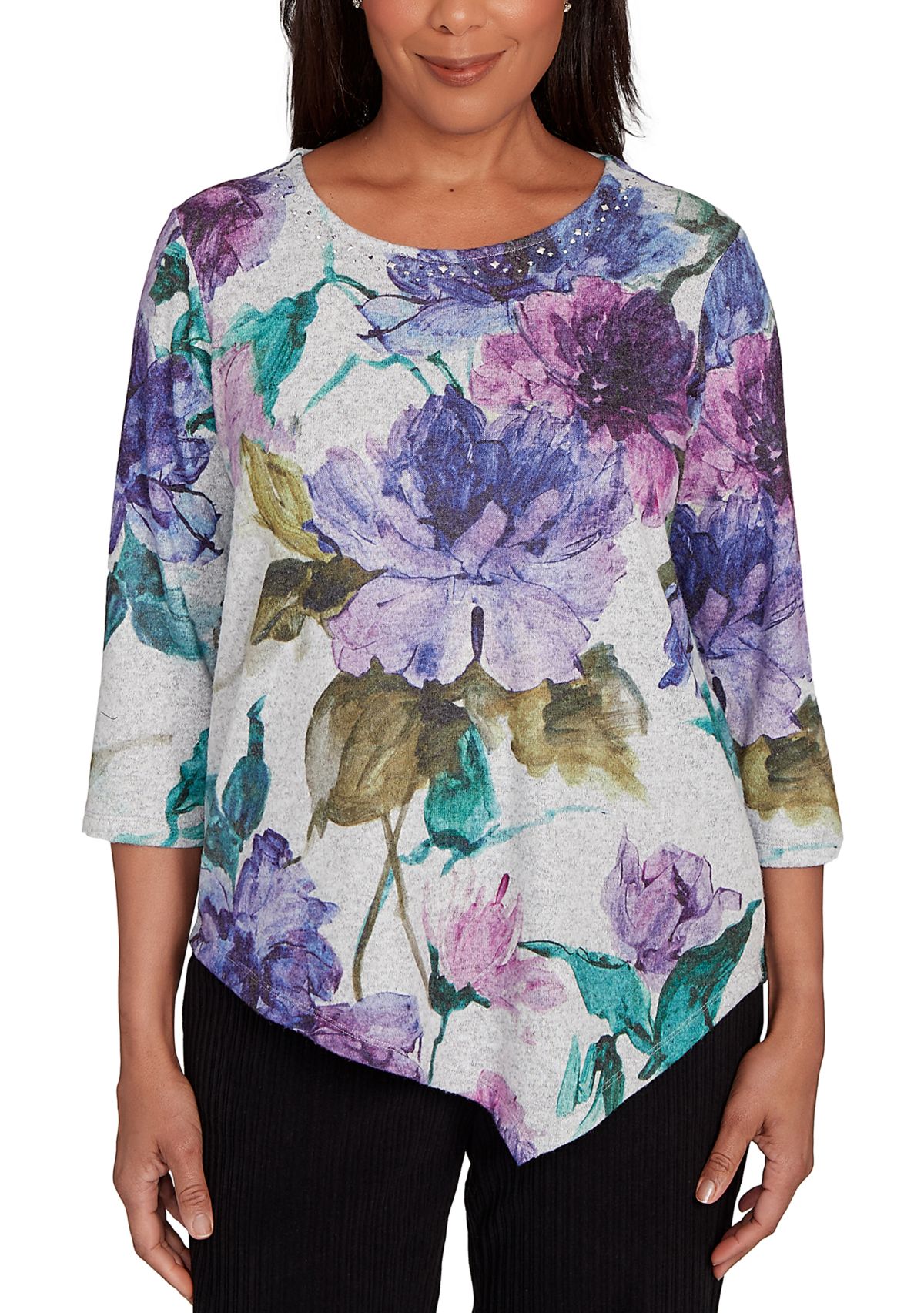 Womens Casual Vibe Watercolor Floral Top