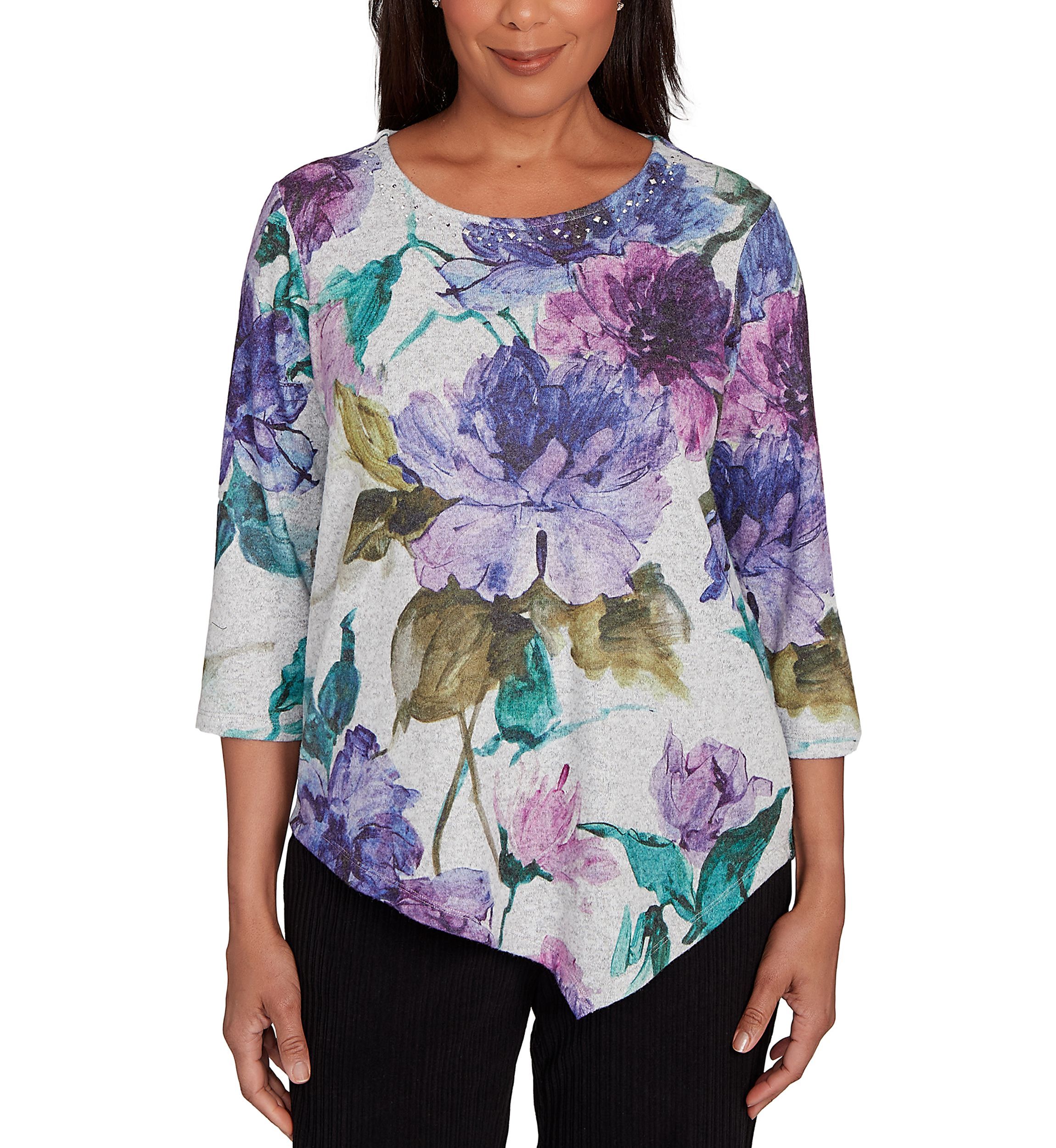 Womens Casual Vibe Watercolor Floral Top