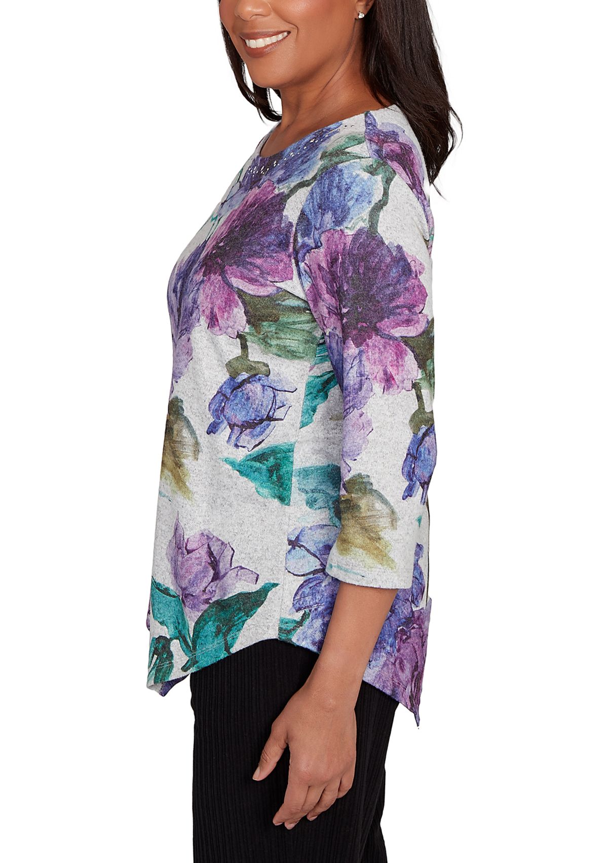 Womens Casual Vibe Watercolor Floral Top