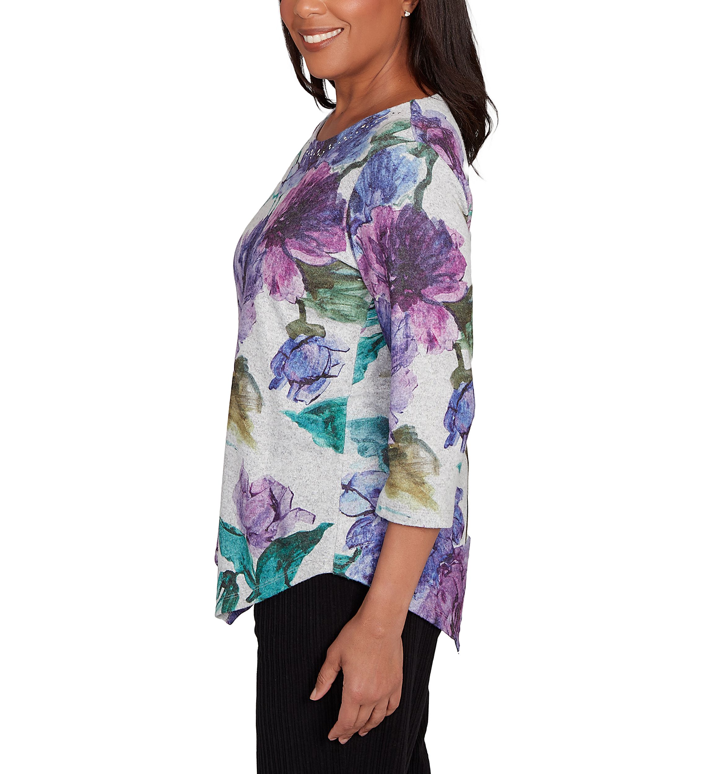 Womens Casual Vibe Watercolor Floral Top