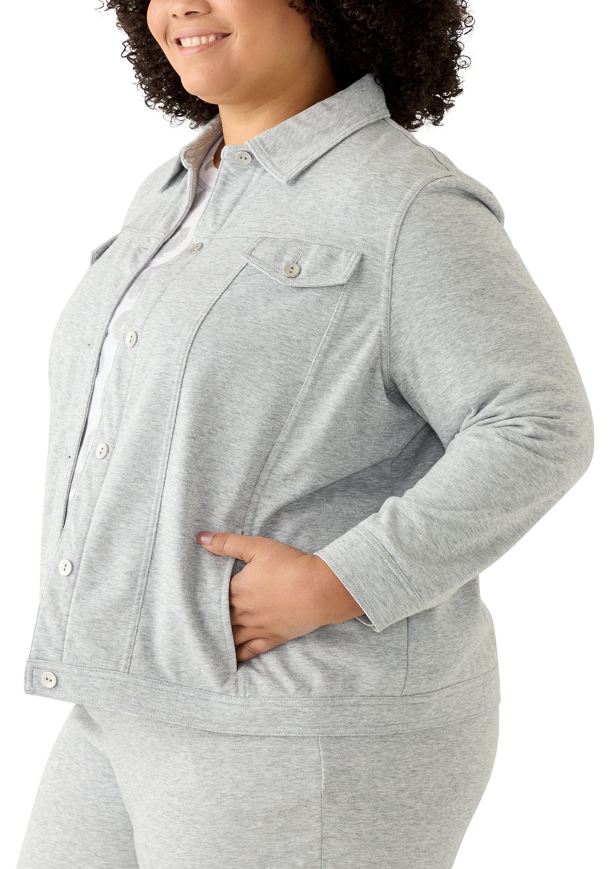 Plus Size Casual Vibe Shimmer Jacket 
