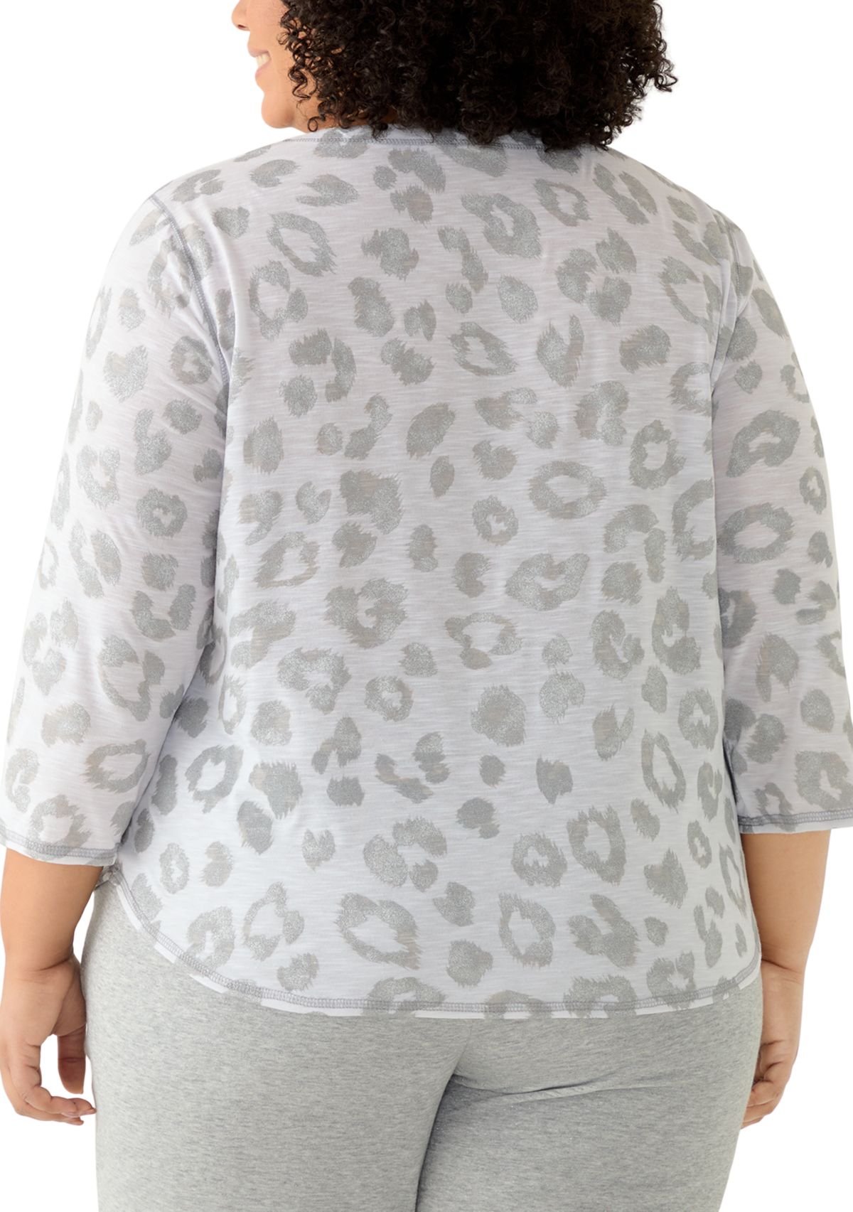Plus Size Animal Print Knit Top 