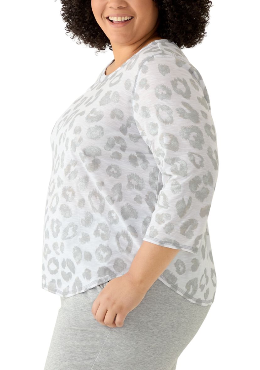 Plus Size Animal Print Knit Top 