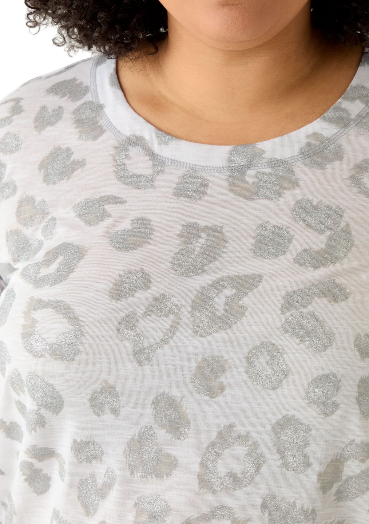 Plus Size Animal Print Knit Top 