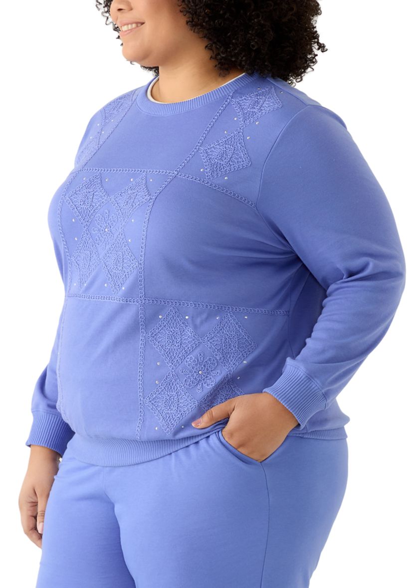  Plus Size Casual Vibe Soutache Patchwork Top