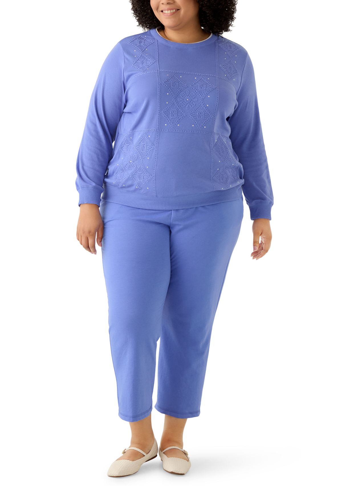  Plus Size Casual Vibe Soutache Patchwork Top