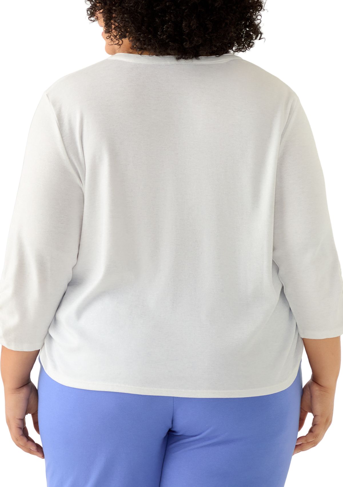  Plus Size Casual Vibe Floral Geo Vertical Yoke Top